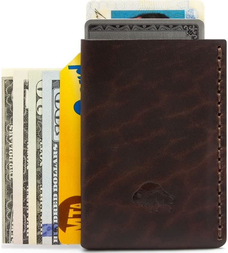 Ezra Arthur No. 7 Genuine Leather Card Holder Wallet - Slim RFID Blocking Credit Card Case for Men & Women | Perfect for Everyday Carry, Travel & Business | Malbec Color