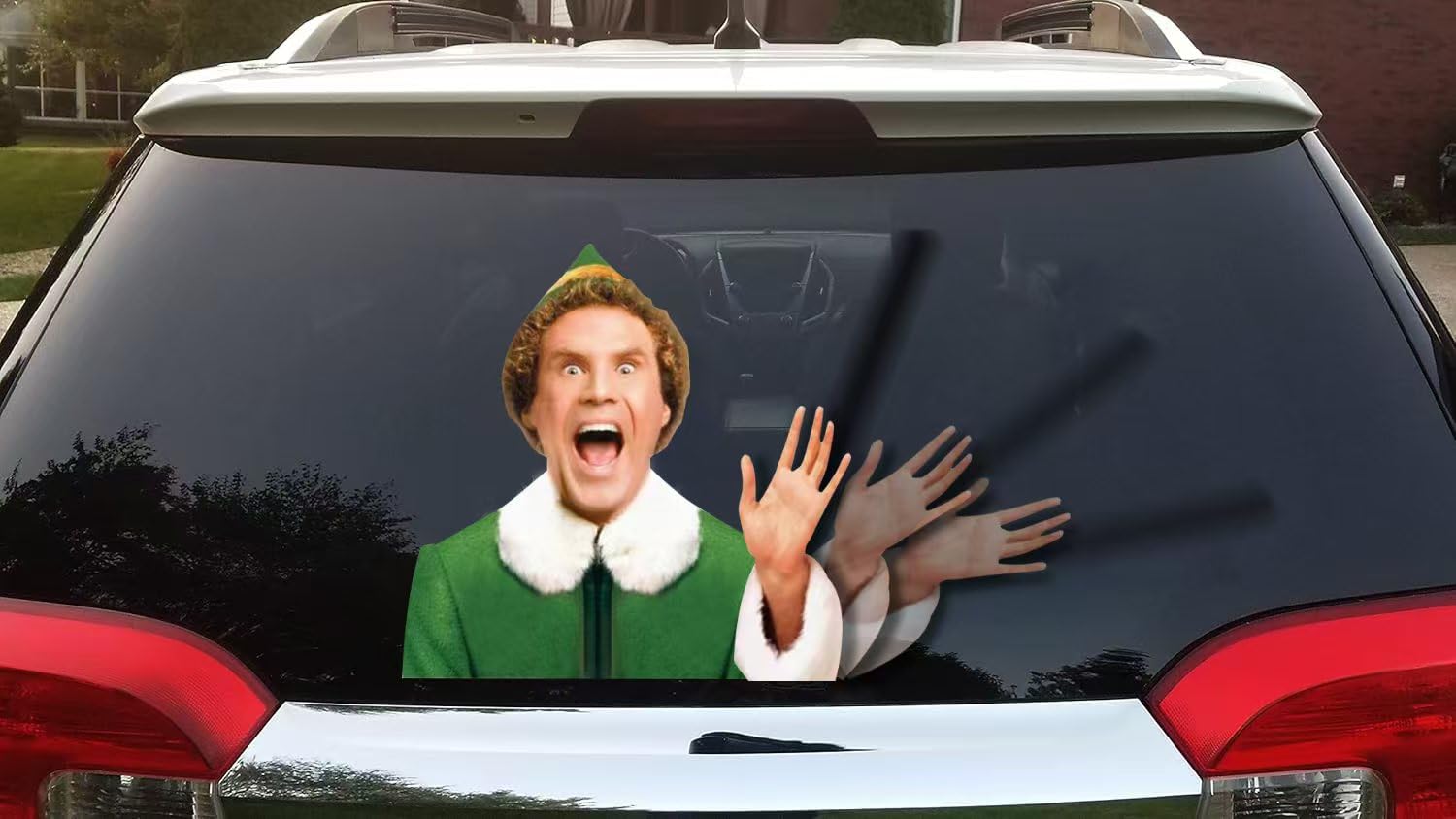 Buddy The Elf Christmas Decorations - Funny Elf Holiday Stickers for Windows, Cars & Walls - Indoor/Outdoor Christmas Decor - Perfect for Home, Office & Holiday Party Decorations