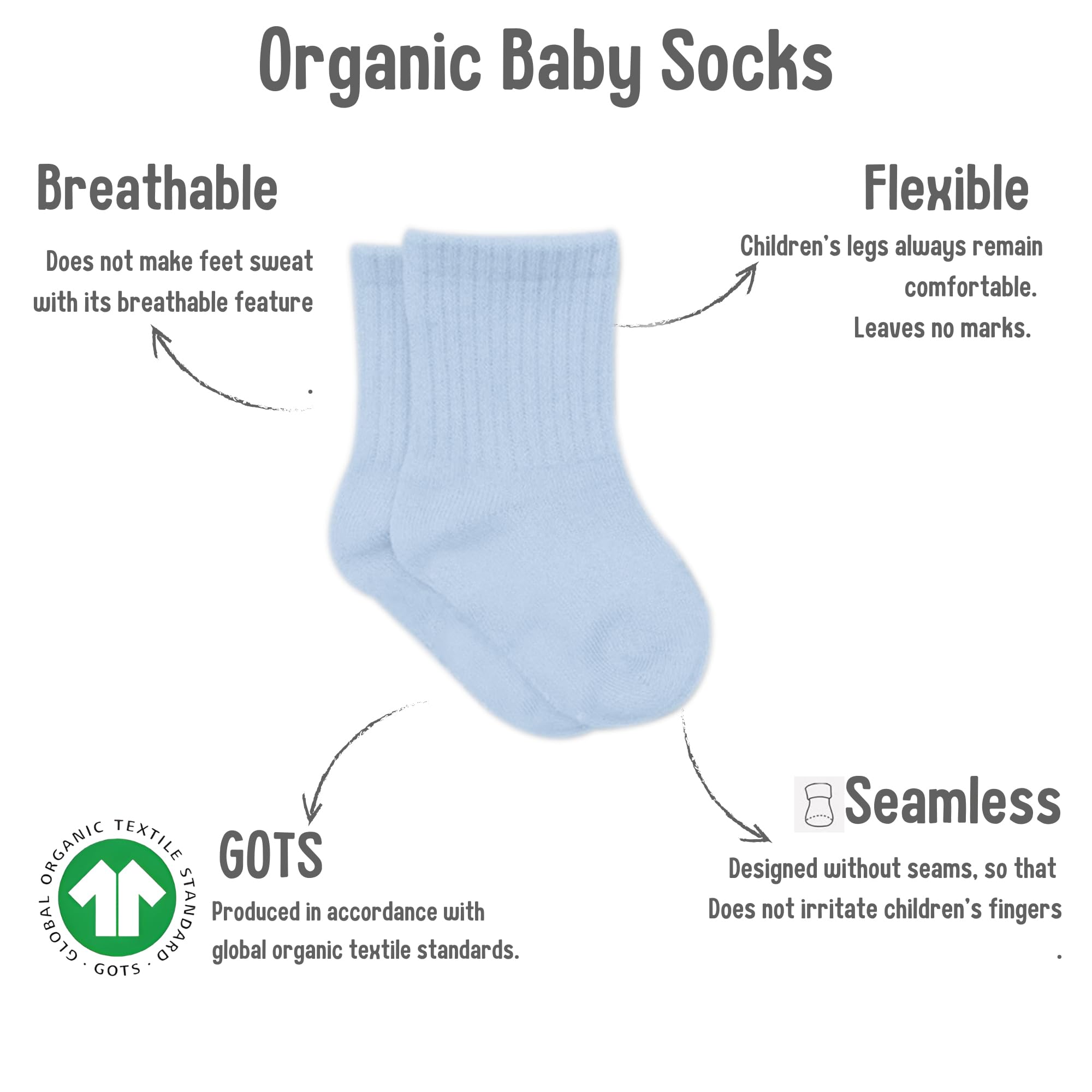 Bistyle Baby Grip Ankle Socks 6 Pairs - Soft Organic Cotton Non-Slip Socks for Newborns, Infants & Toddlers | Boys Girls Non-Slip Socks for Playtime, Crawling & First Steps