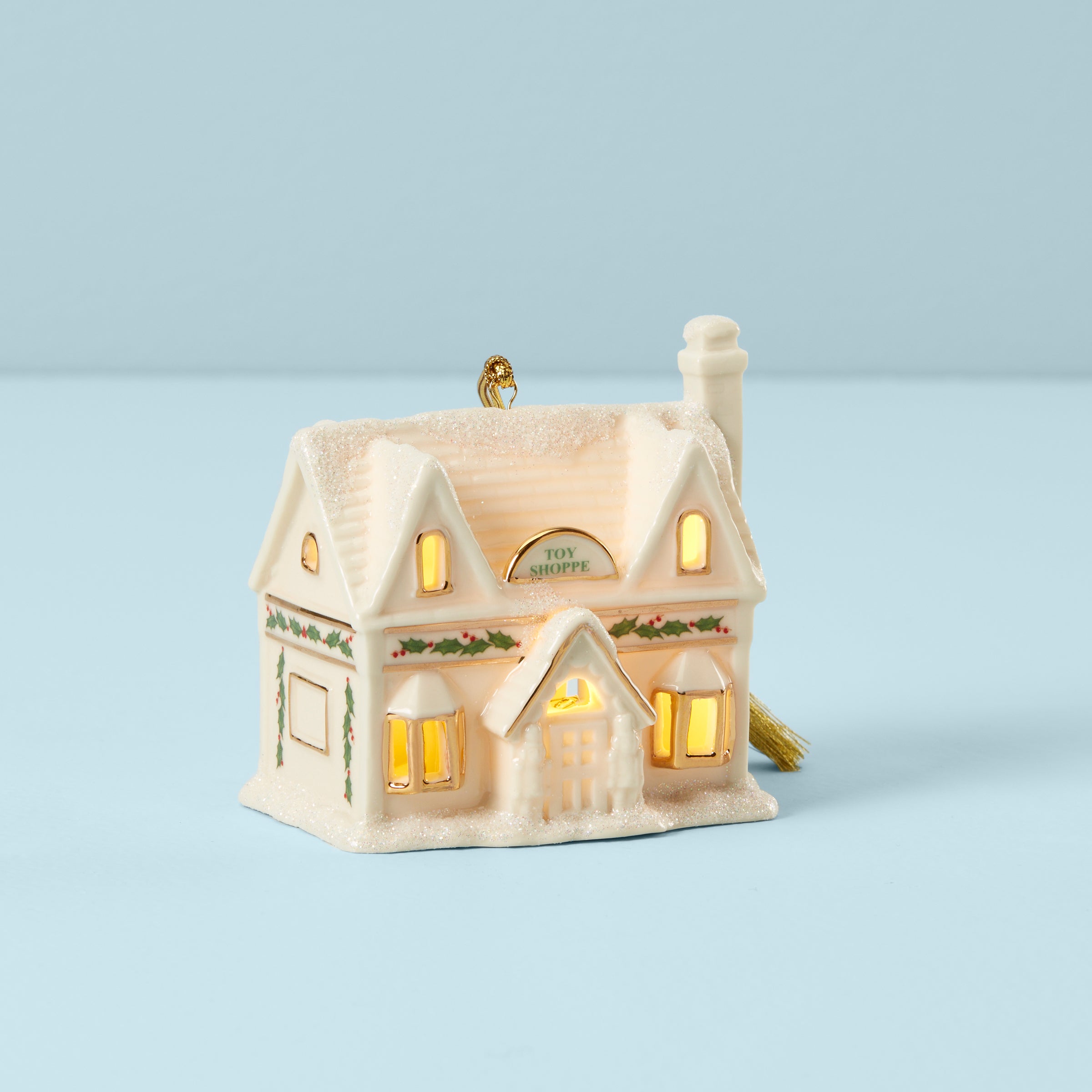 Christmas Village Toy Shop Lighted Ornament - Miniature Holiday Decor for Christmas Tree, Home, and Festive Displays