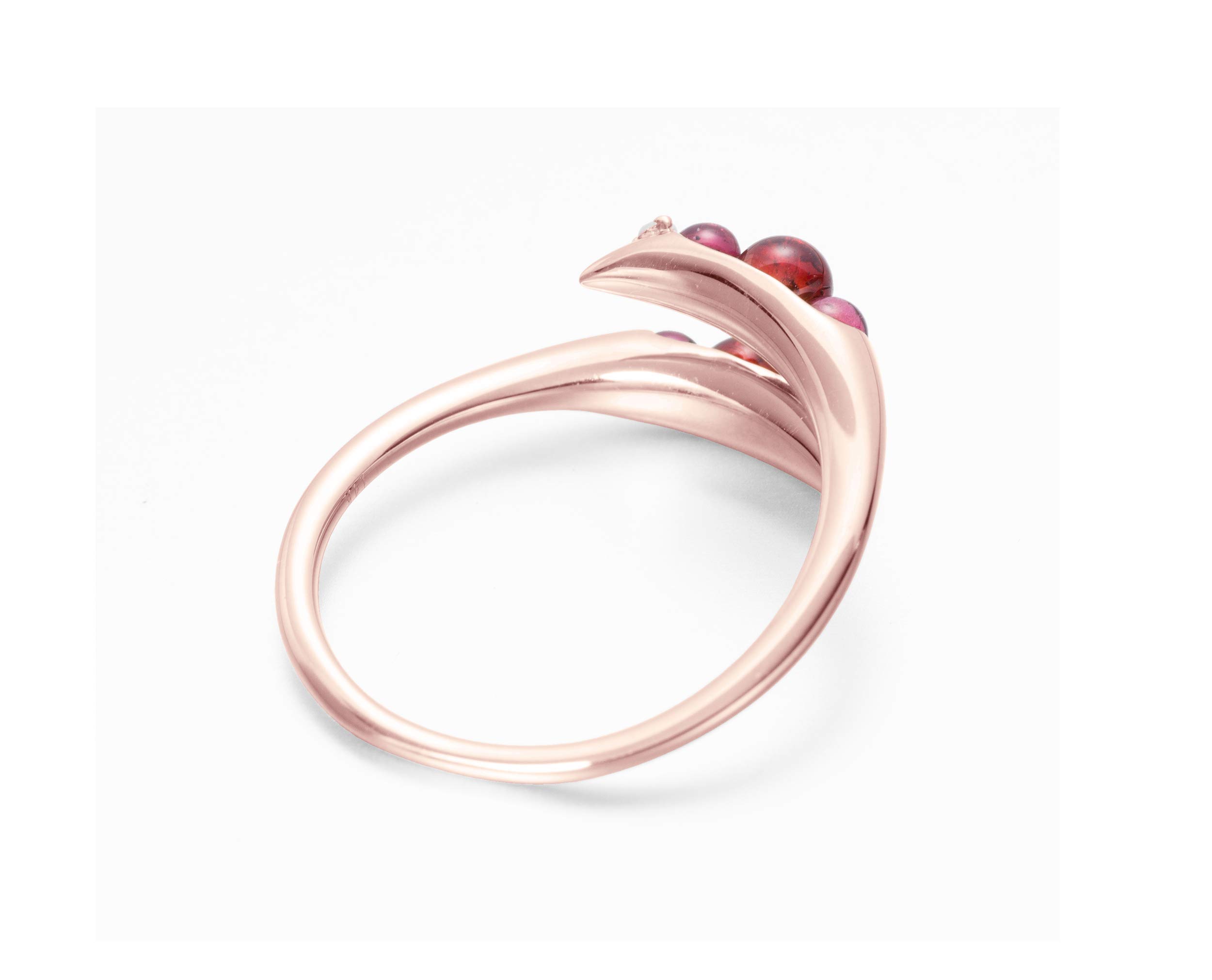 Majade 14K Rose Gold Garnet Ring – January Birthstone, Handmade Engagement & Wedding Ring, Unique Minimalist Red Gemstone Jewelry – Perfect for Nature-Inspired Bridal, Anniversary & Special Occasion Gifts