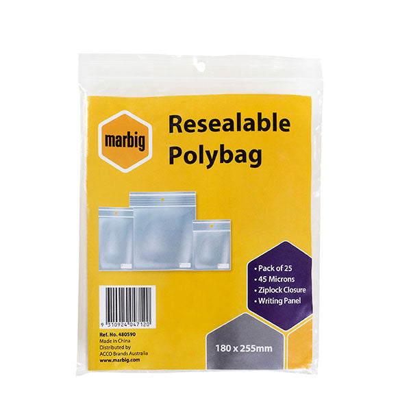 25-Pack 180 x 255mm Resealable Zipper Bags with Label Panel - Perfect for Food Storage, Crafts, Office Organization & Travel Accessories