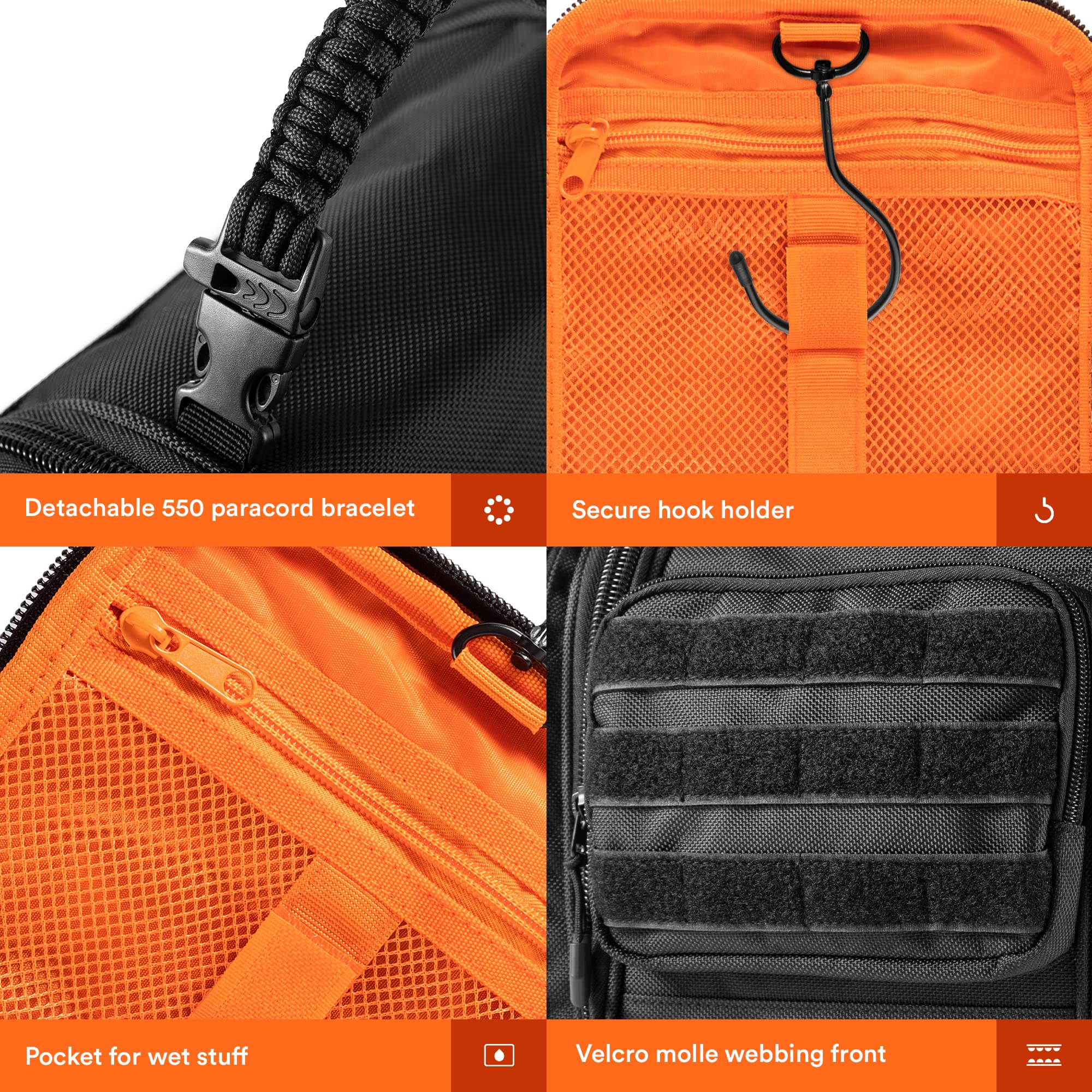 Fitdom Tactical Hanging Toiletry Bag for Men & Women - Waterproof Travel Dopp Kit Organizer for Cosmetics, Toothbrush, Shaving & Grooming Essentials - Perfect for Camping, Gym, Business Trips & Overnight Stays