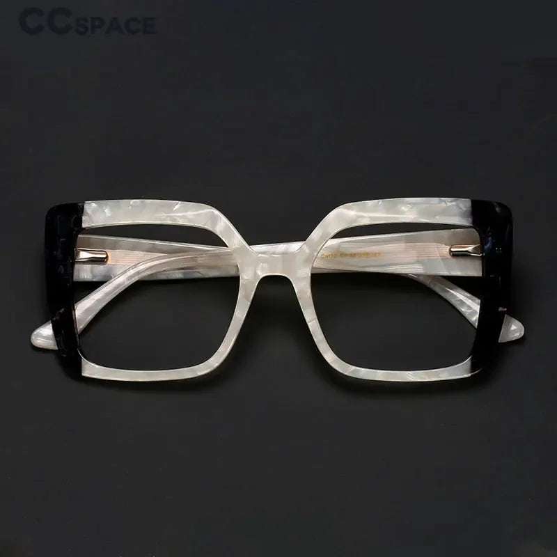 CCspace Women's Full Rim Square Thick Acetate Eyeglasses Frame 56956 - Stylish & Durable Glasses for Work, Reading & Fashion