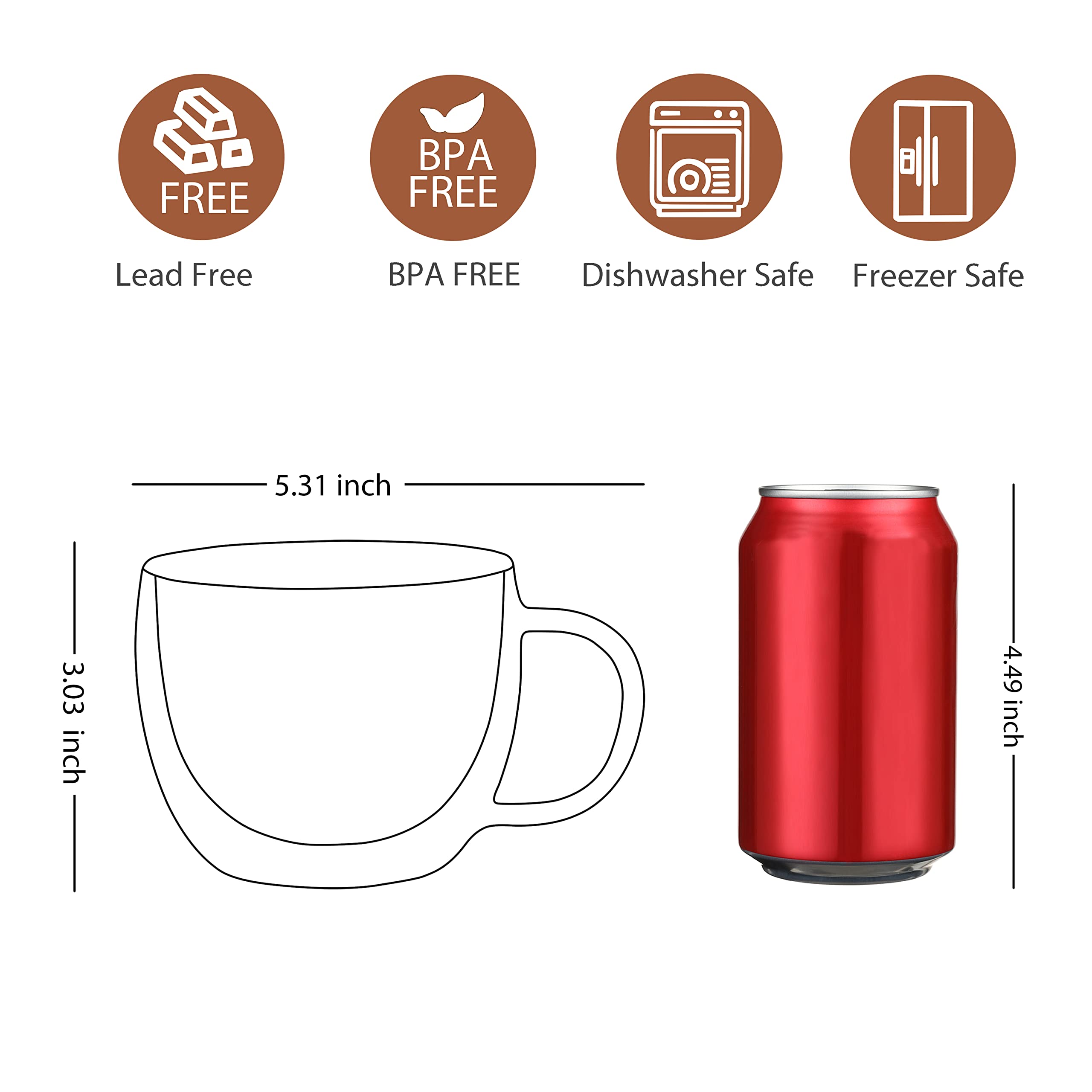 CNGLASS Double Wall Insulated Glass Coffee Mugs 8.1oz (Set of 2) - Clear Thermal Espresso Cups with Handle for Hot/Cold Drinks - Perfect for Cappuccino, Latte, Tea at Home, Office or Cafe