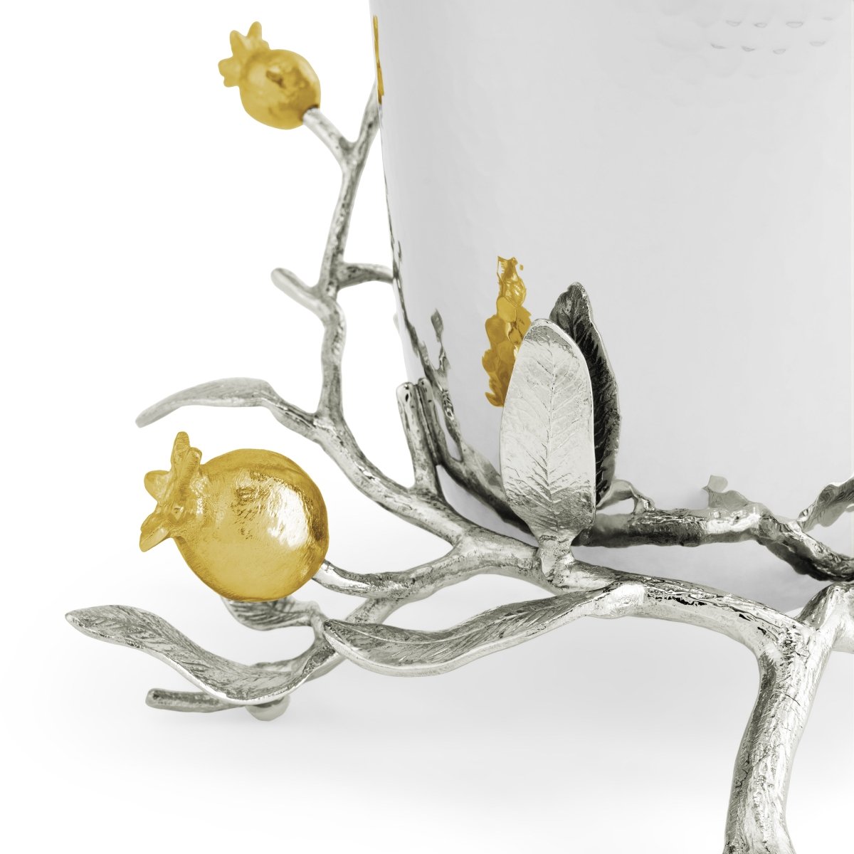 Elegant Pomegranate Silver & Gold Vase - Handcrafted Home Decor for Wedding Centerpieces, Dining Table & Luxury Gift Giving