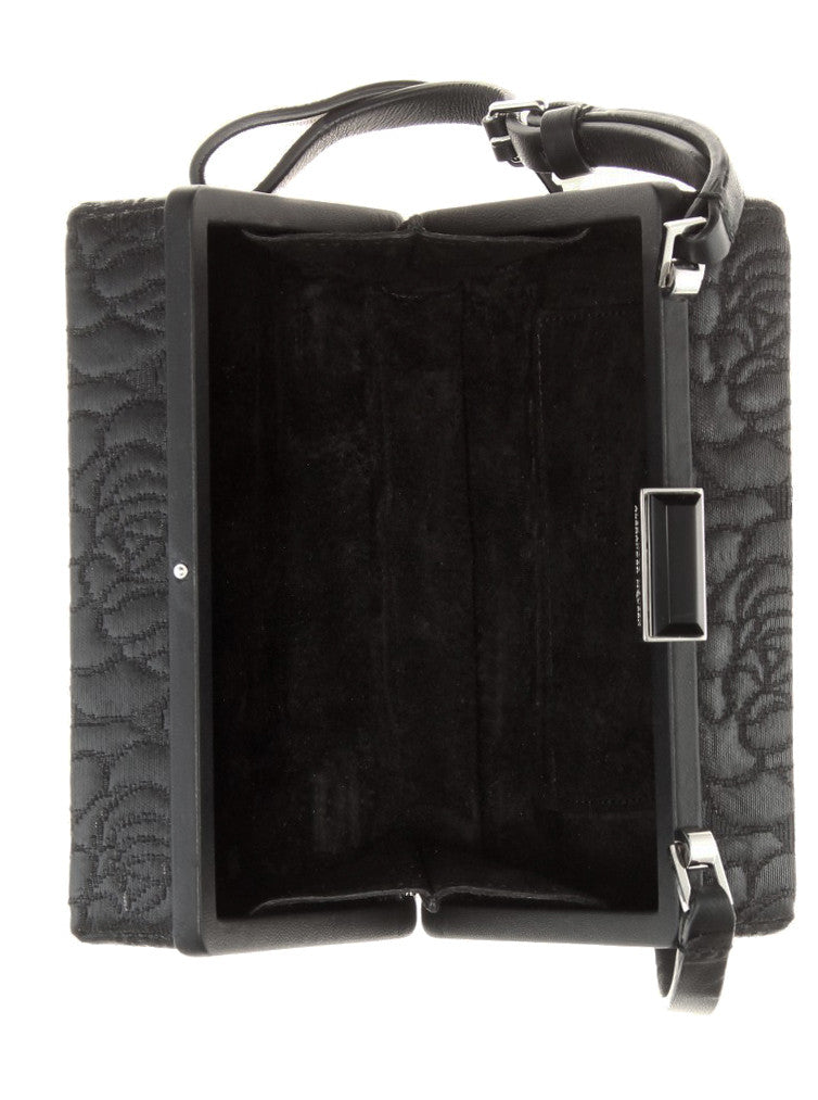 Stylish Black Roses Embossed Cage Bag - Elegant Crossbody Purse for Women, Perfect for Parties, Dates & Evening Events