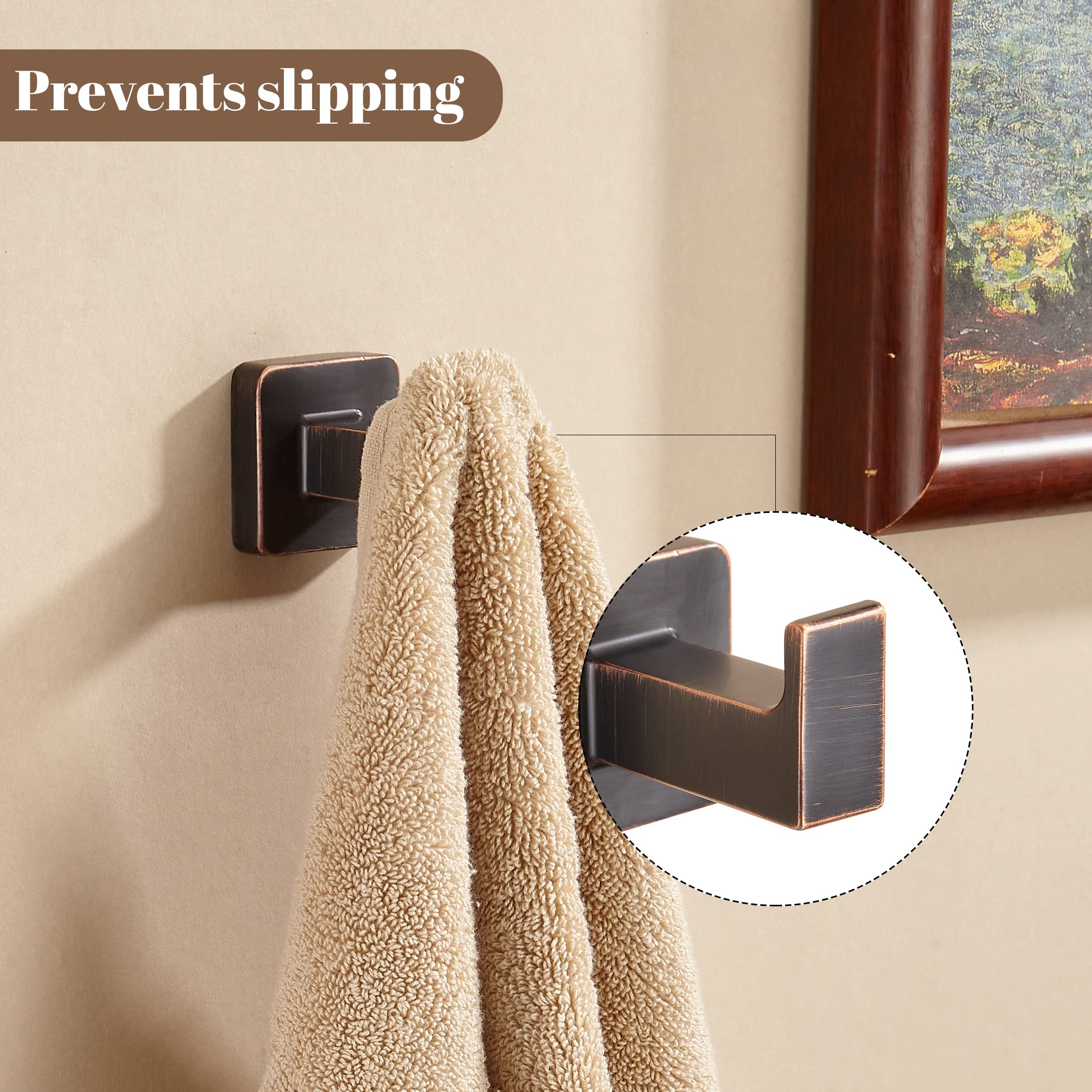 Bronze Towel Hooks - Wall Mounted Bathroom Hooks (2-Pack) for Robes & Coats