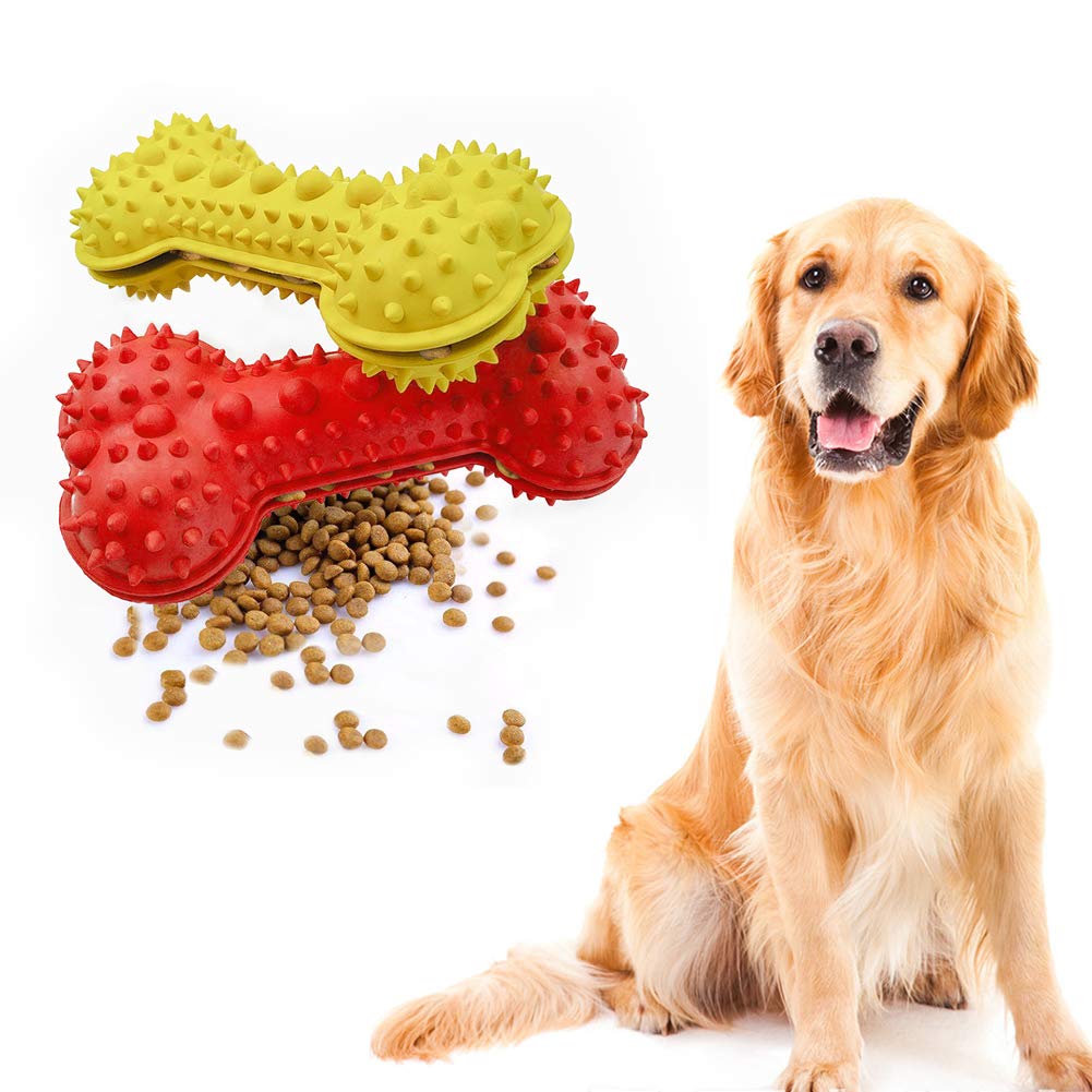 Wosume 2PCS Rubber Bone Dog Slow Feeder Toy - Interactive Puzzle Chew Toy for Small & Large Dogs - Prevent Fast Eating & Boredom - Perfect for Mealtime Fun & Mental Stimulation