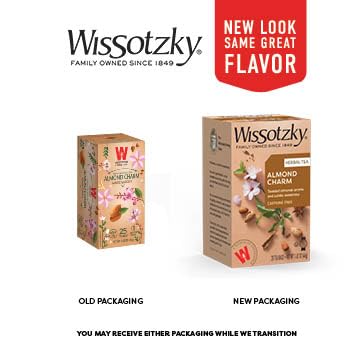 Wissotzky Almond Charm Herbal Tea Bags - 4 Pack (80 Bags Total) | Caffeine-Free, Premium Fruit & Herbal Infusion | Perfect for Relaxation, Afternoon Tea & Gift Giving
