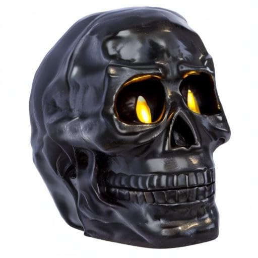 Luminara Flameless LED Candle - Realistic Moving Flame Skeleton Skull Decor (5.85