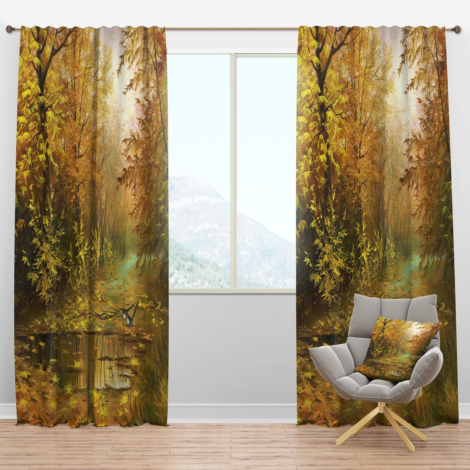 DesignQ Blackout Curtains 'Autumn Forest Pathway' - Thermal Insulated Room Darkening Drapes for Bedroom & Living Room - 52x108 Inches Single Panel - Perfect for Home Decor, Light Blocking & Energy Efficiency