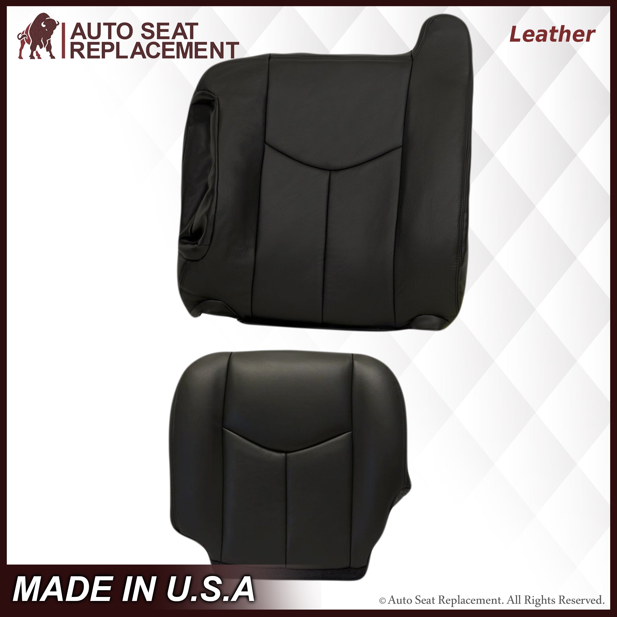 2003-2007 Chevy Silverado Avalanche Seat Covers - Premium Dark Gray Leather or Vinyl Replacement Covers for Truck Seats - Perfect for Protection & Style Upgrade