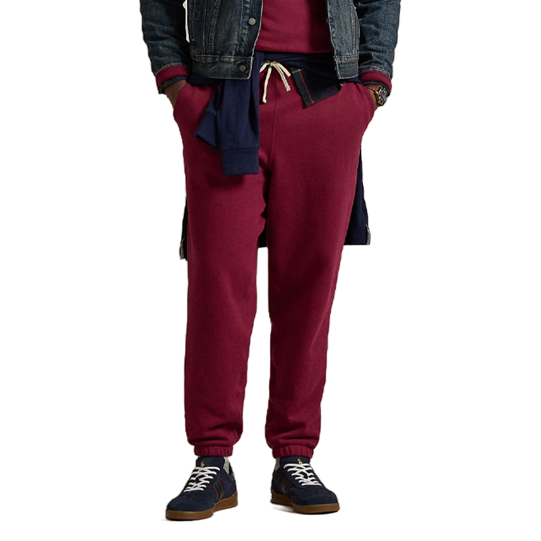 RL Fleece Sweatpants for Men - Soft & Comfortable Red Jogger Pants for Lounge, Gym & Casual Wear