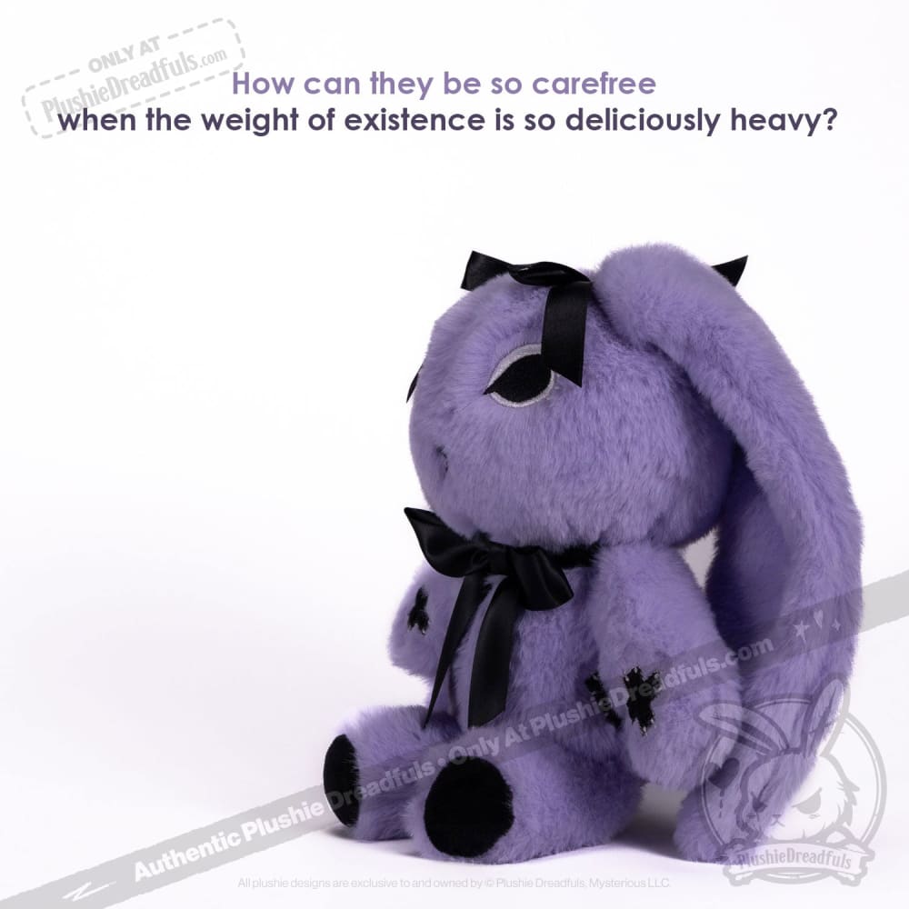 Goth Rabbit Plush Stuffed Animal - Soft Dark Aesthetic Plushie Dreadfuls for Gothic Decor, Bedroom Cuddling & Alternative Gift Ideas
