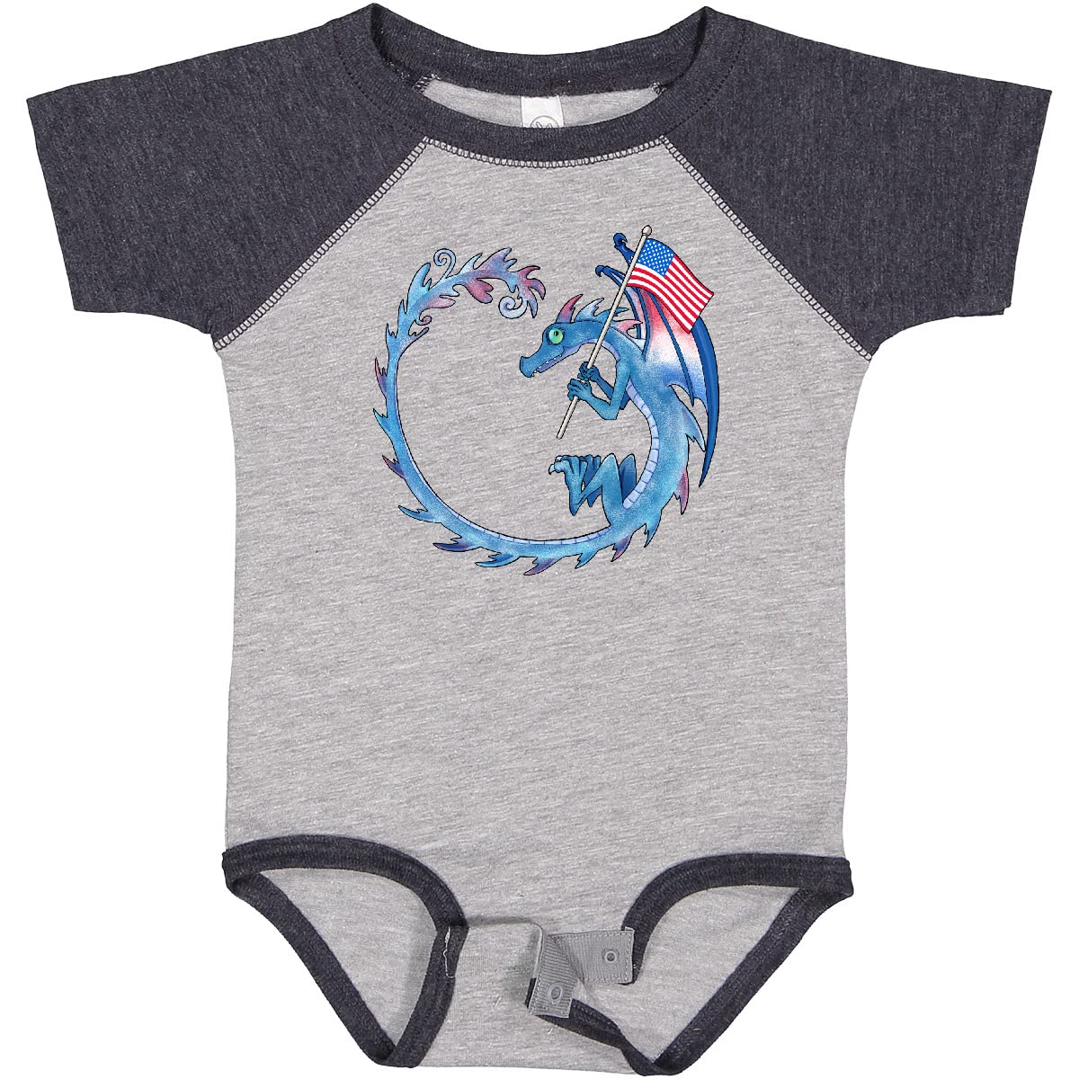 Inktastic Dragon USA Flag Baby Bodysuit - Patriotic Infant Outfit