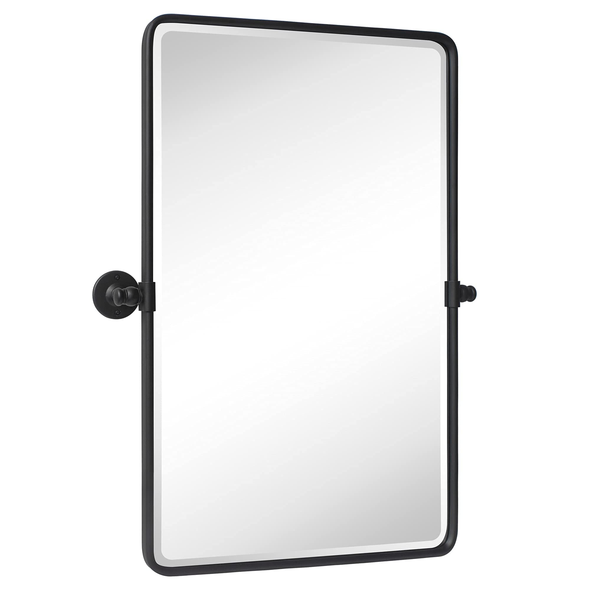 Farmhouse Pivot Rectangle Bathroom Mirror - 20x30 Inch Black Metal Framed Tilting Beveled Vanity Mirror for Wall Mount - Perfect for Bathroom, Bedroom, and Dressing Room Decor