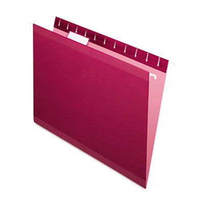 Durable Reinforced Hanging Folders with 1/5 Tab - Letter Size Burgundy File Folders (25-Pack Box) - Perfect for Office Organization, Document Storage & Filing Systems