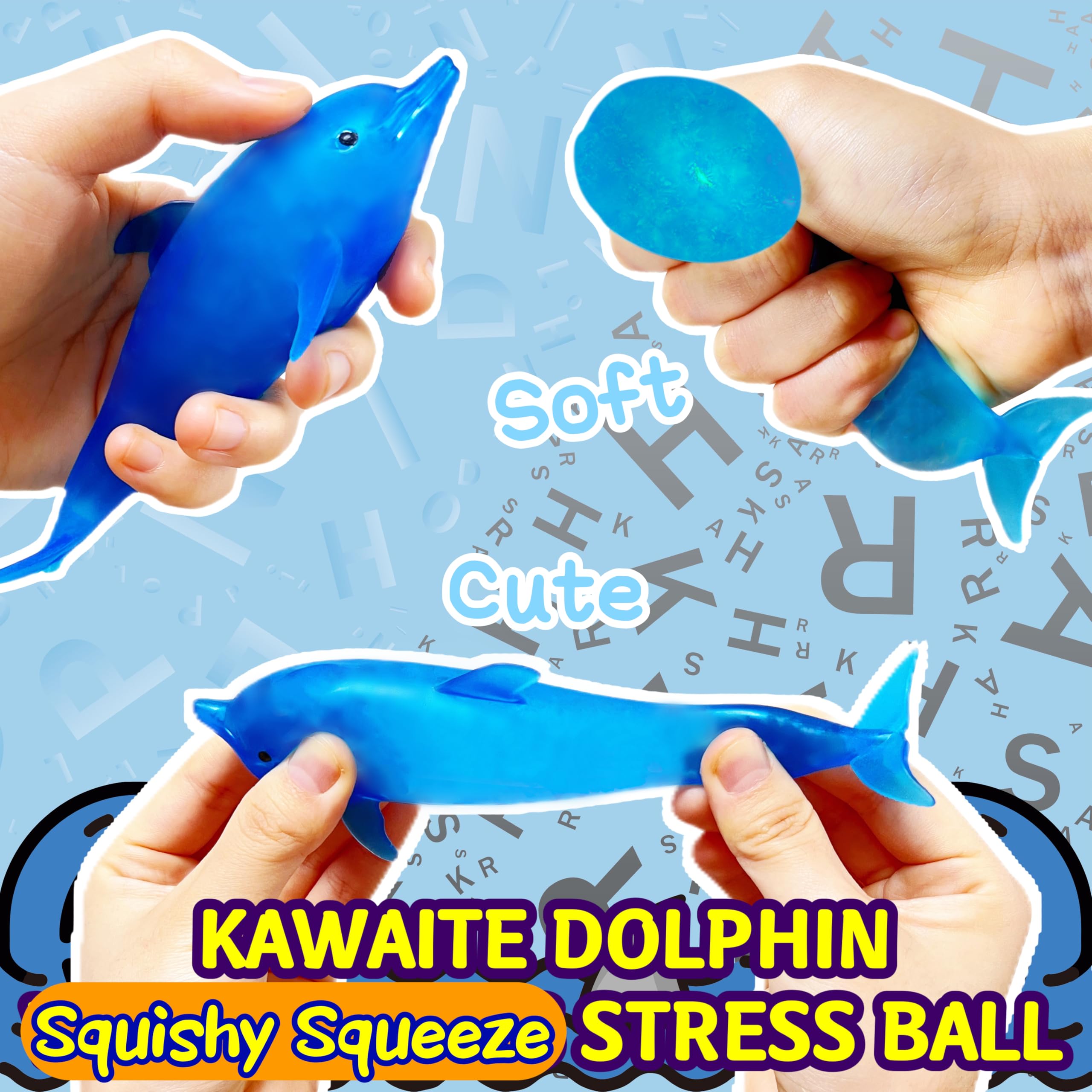 2 Pack Squishy Shark & Dolphin Stress Balls - Stretchy Sea Animal Squeeze Toys for Kids & Adults - Anxiety Relief & Sensory Fidget Toys - Perfect for Easter Basket Stuffers, Party Favors & Office Stress Relief