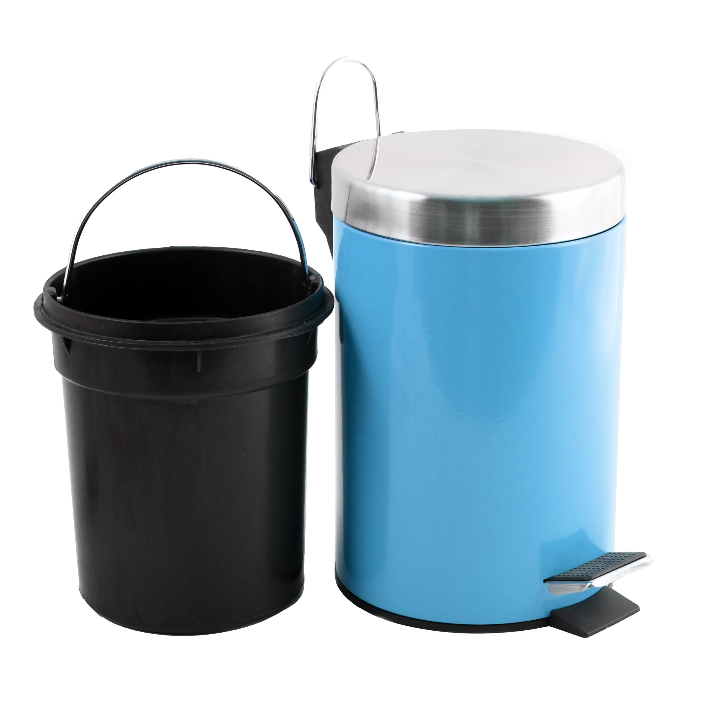 Pastel Blue 3L Bathroom Trash Can with Removable Inner Bucket - Small Waste Bin for Bathroom, Kitchen, Office & Bedroom | Odor Control & Easy Cleaning