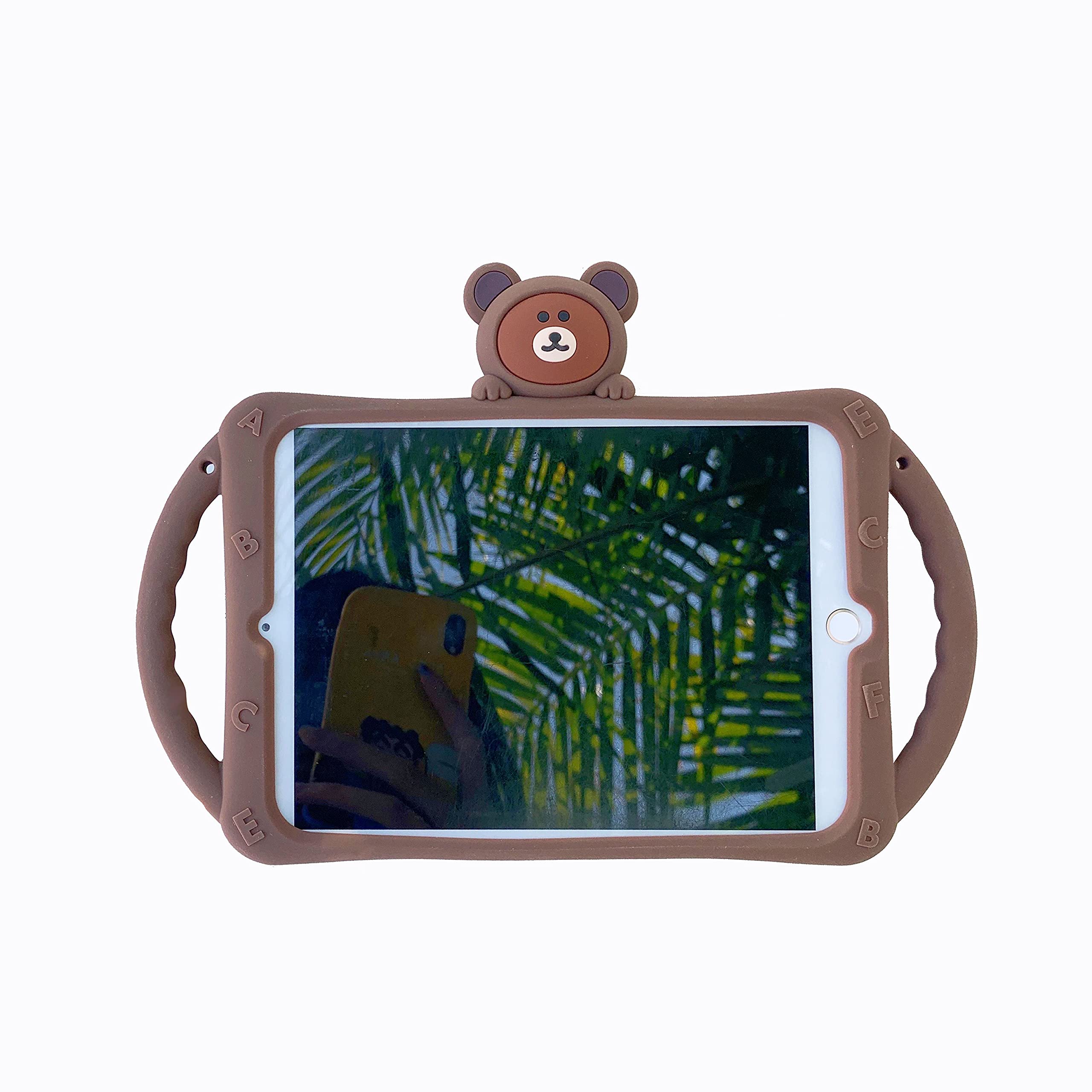 Shockproof Silicone Case for iPad Air 10.9 (2020/4th Gen) - Kids Protective Cover with Handle & Stand, Cute Brown Bear Design - Perfect for School, Travel, and Home Use