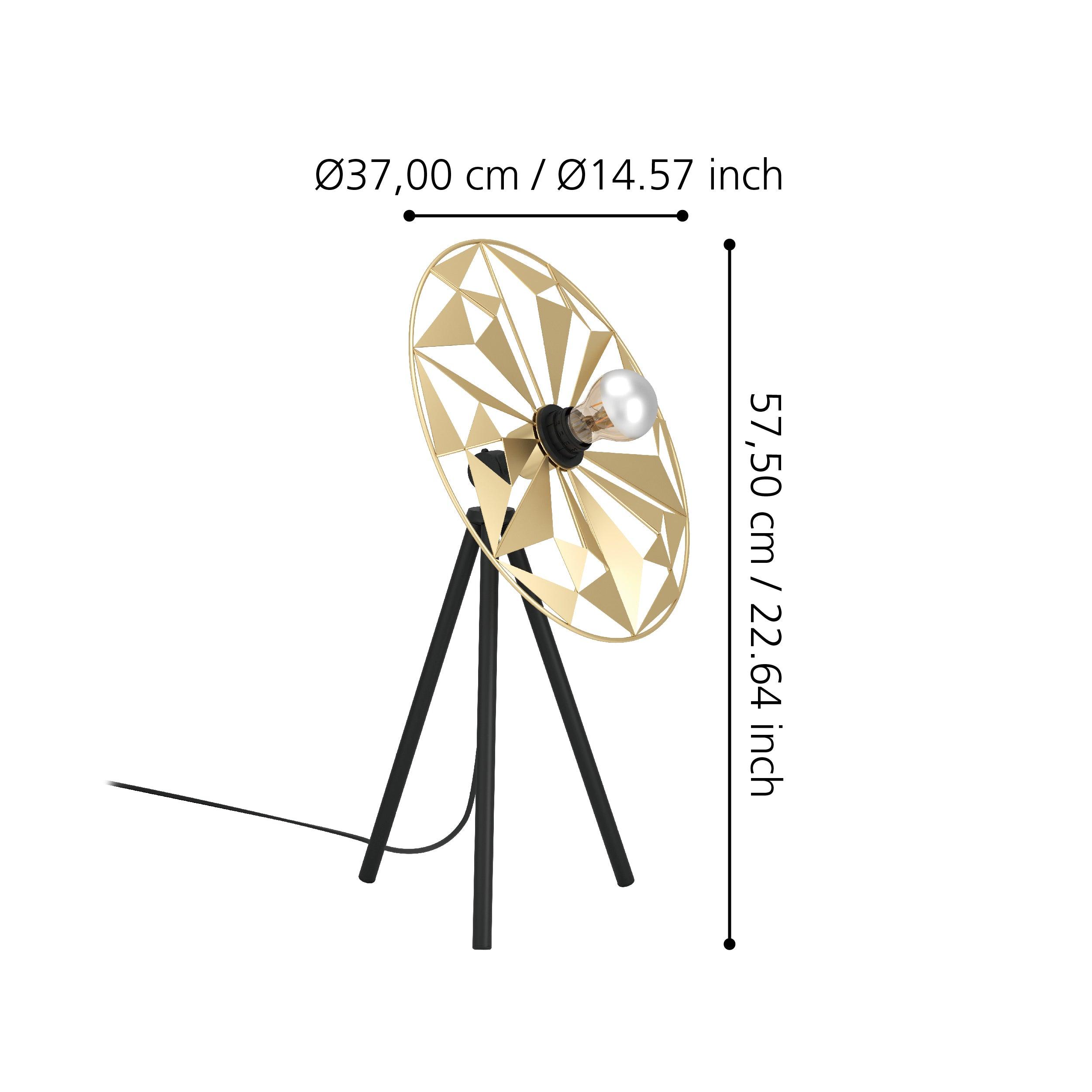 Eglo Castanuelo Gold Geometric Tripod Table Lamp - Modern Desk Lamp for Living Room, Bedroom & Office Decor - Adjustable Lighting for Reading, Working & Relaxing