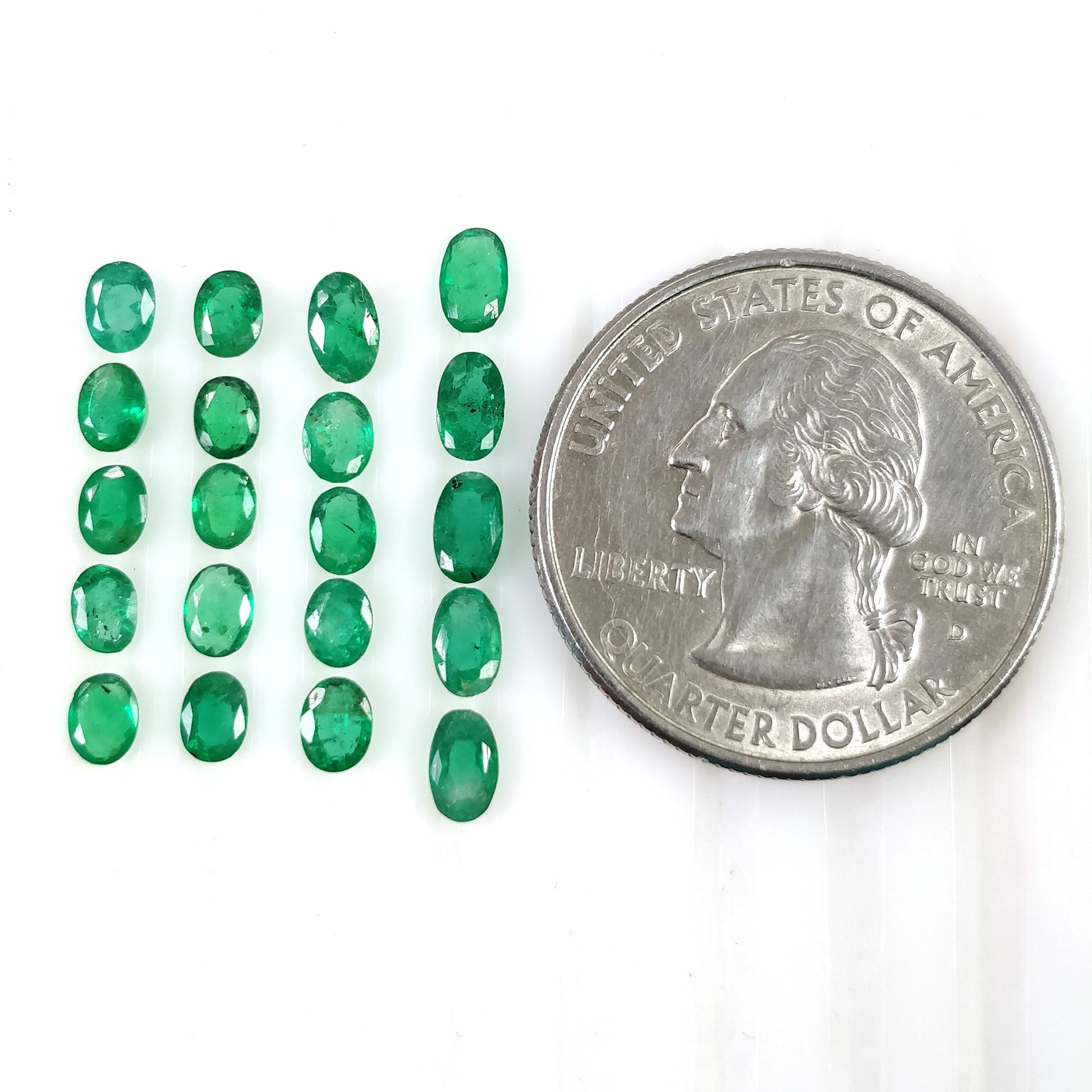 Natural Untreated Green Emerald Gemstone - 3.89cts Oval Cut (4x3mm & 5x3mm) 20pcs Set for Jewelry Making, Engagement Rings & Birthstone Collections