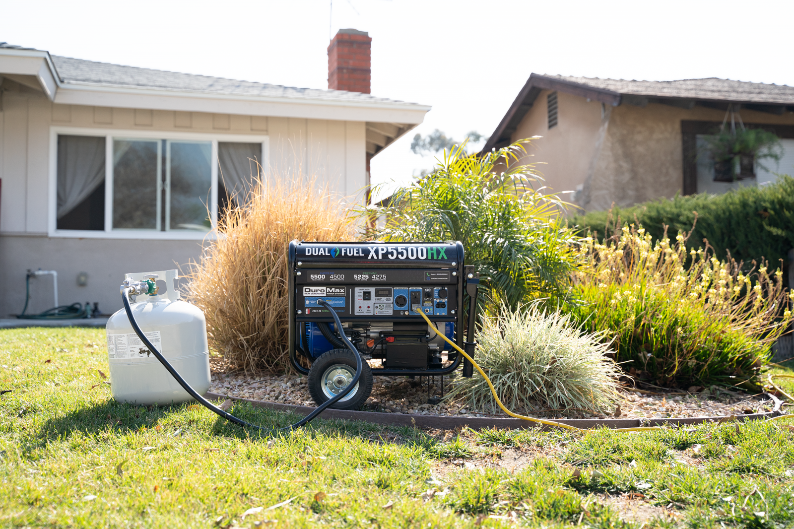5500W Dual Fuel Portable Generator with CO Alert - Gas & Propane Powered for Camping, RV, Home Backup & Emergency Power