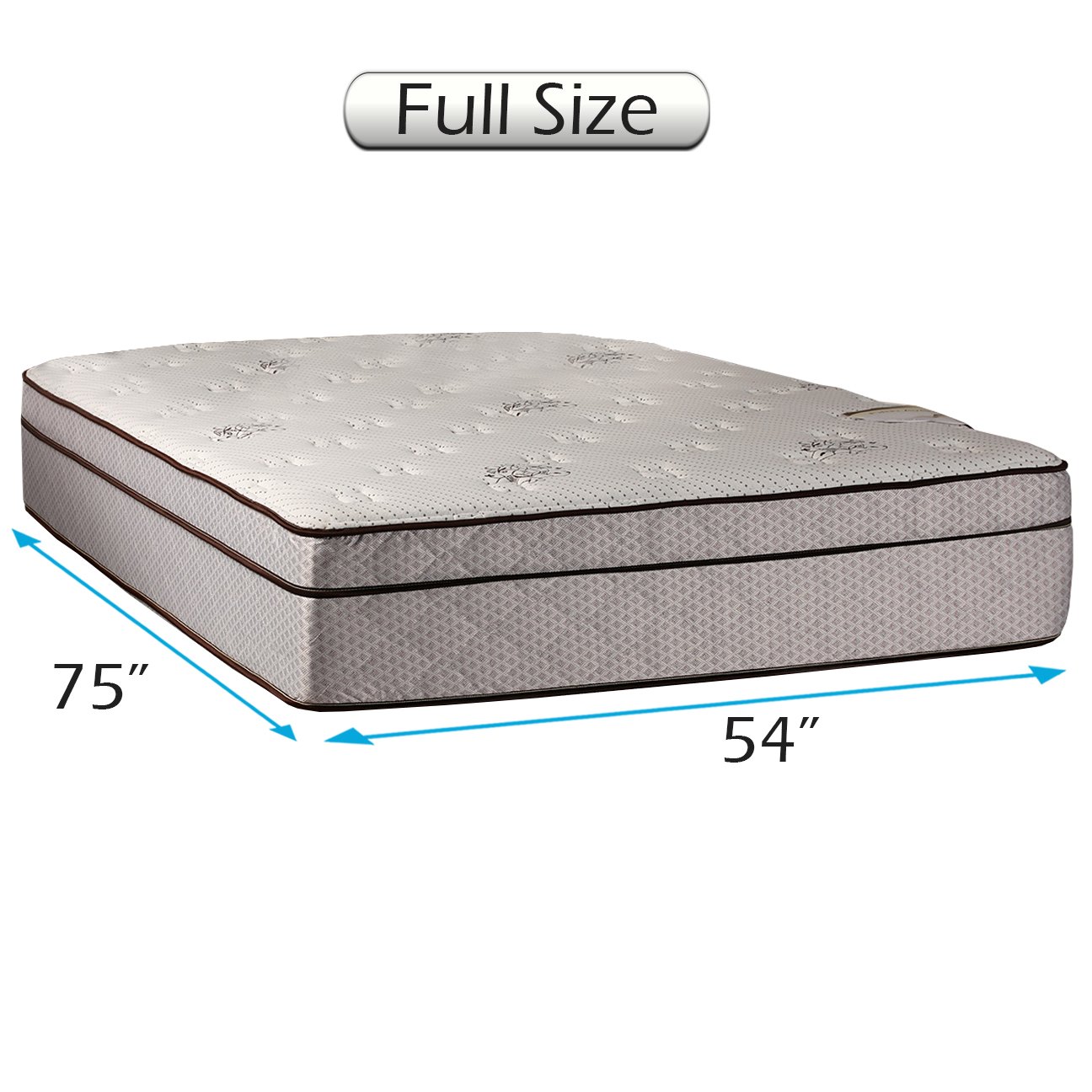 Dream Solutions USA Dream Sleep Fifth Ave Pillowtop Plush Extra Soft Mattress - Orthopedic Support with Plush Knit Cover & Mattress Protector (Full 54