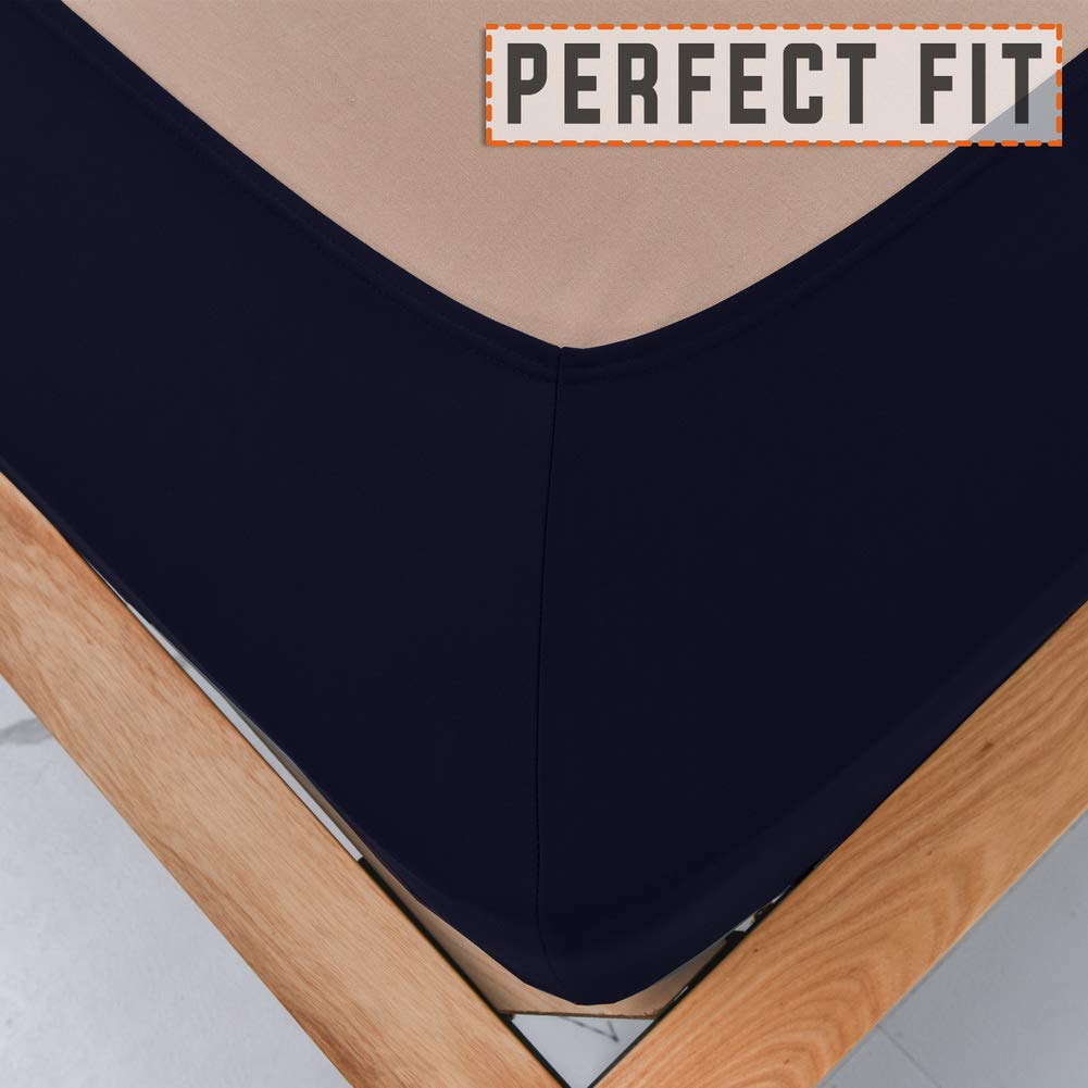 Twin Six Premium Box Spring Cover - Breathable Mattress Wrap Around Bed Skirt with Elastic Edges (Navy Blue, Full/Full XL) - Perfect for Guest Rooms, Dorms & Bedroom Makeovers