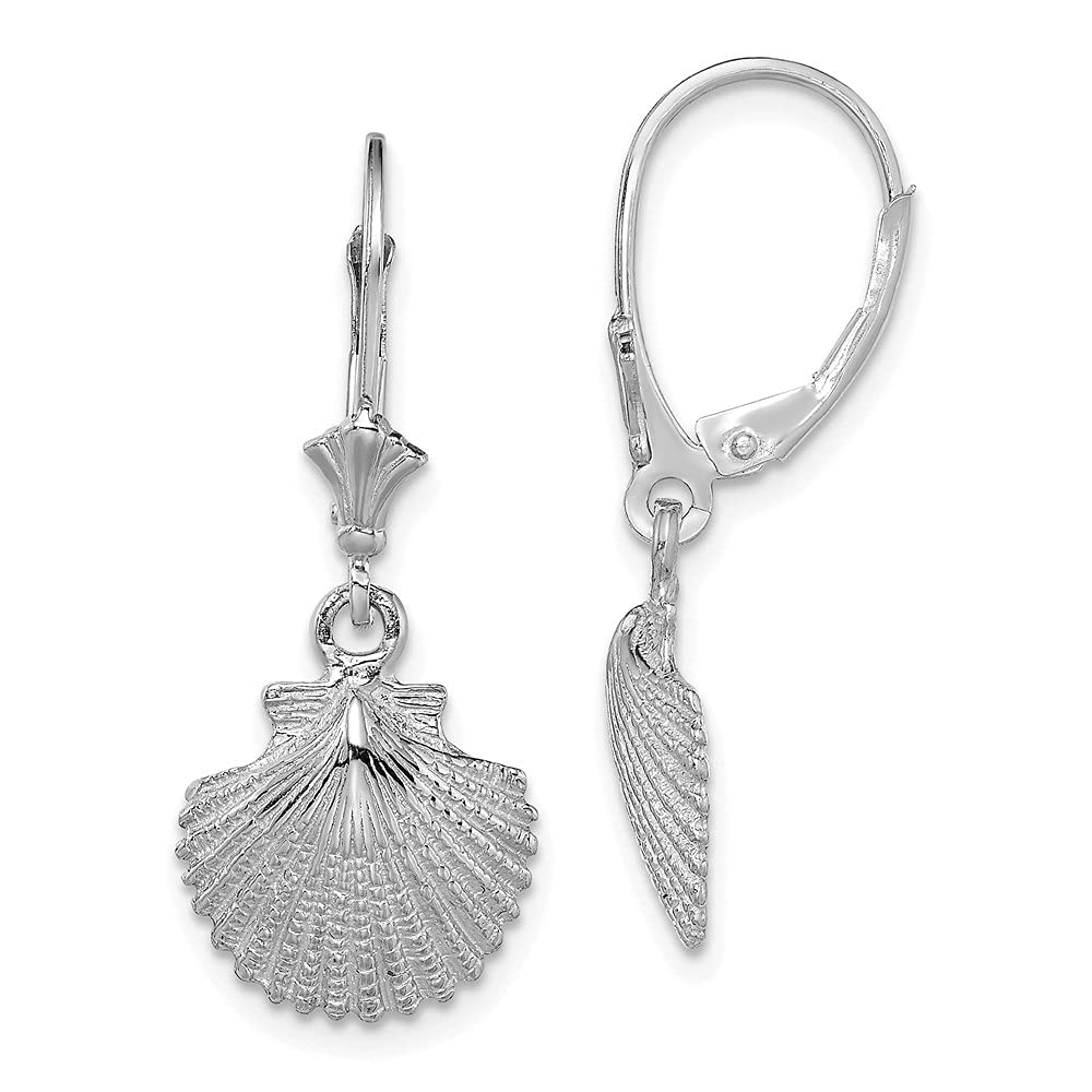 14K Gold Textured Scallop Shell Dangle Earrings for Women - Elegant Beach Wedding Jewelry & Summer Vacation Accessories