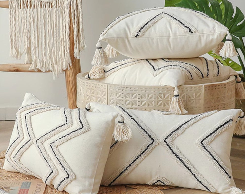 Modern Geometric Beige Square Throw Pillows - Decorative Couch Pillows for Living Room, Sofa & Interior Design - Perfect for Home Decor, Cozy Accents & Stylish Comfort