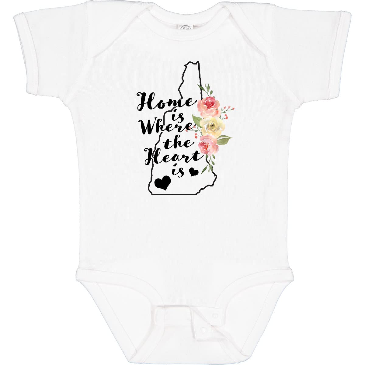 Inktastic New Hampshire Home is Where The Heart is Watercolor Baby Bodysuit - Soft Cotton Infant Onesie for Boys & Girls - Perfect for Family Photos, Holidays & Everyday Wear