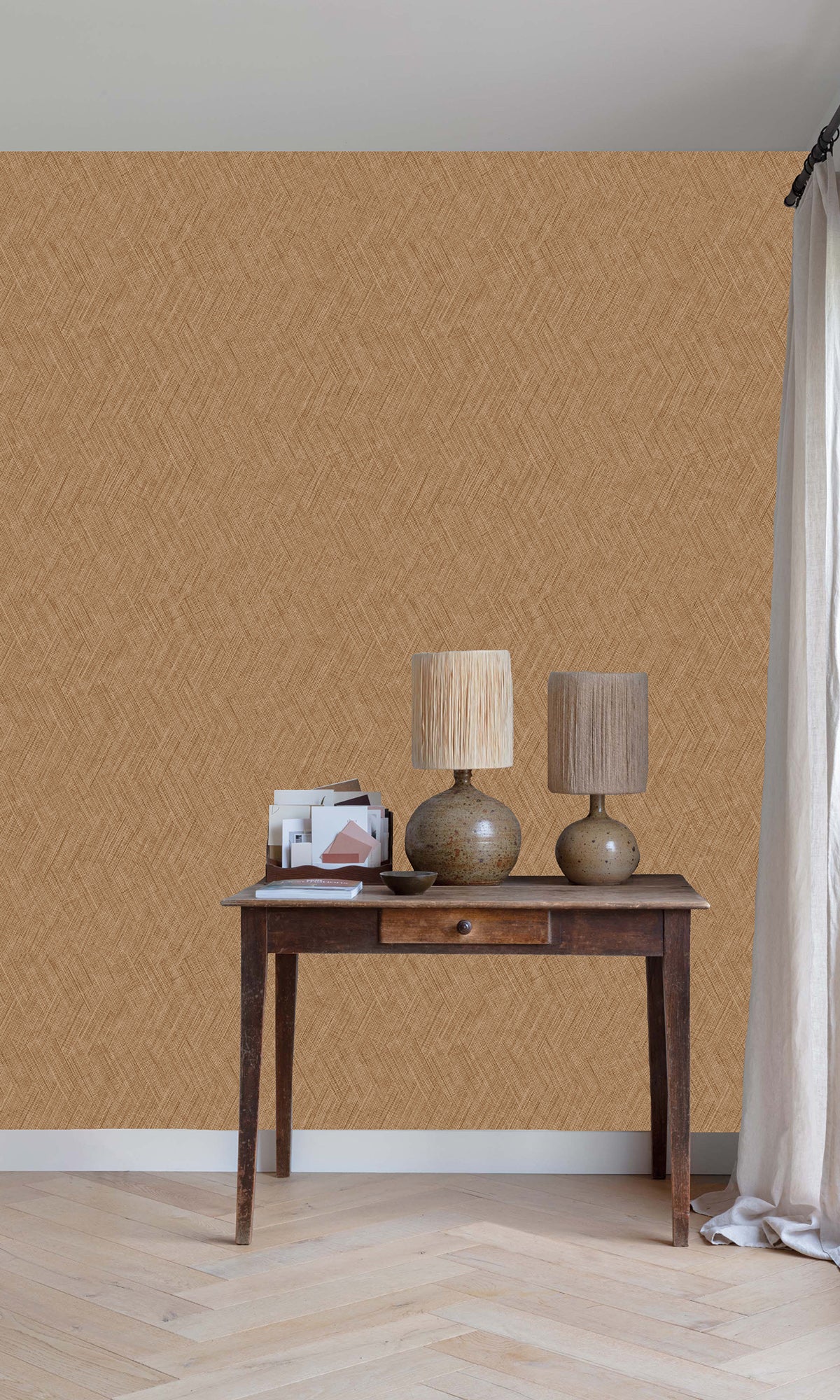 Cambridge Leather Straw Weave Wallpaper R9818 - Textured Vinyl Wall Covering for Living Room, Bedroom & Office Decor