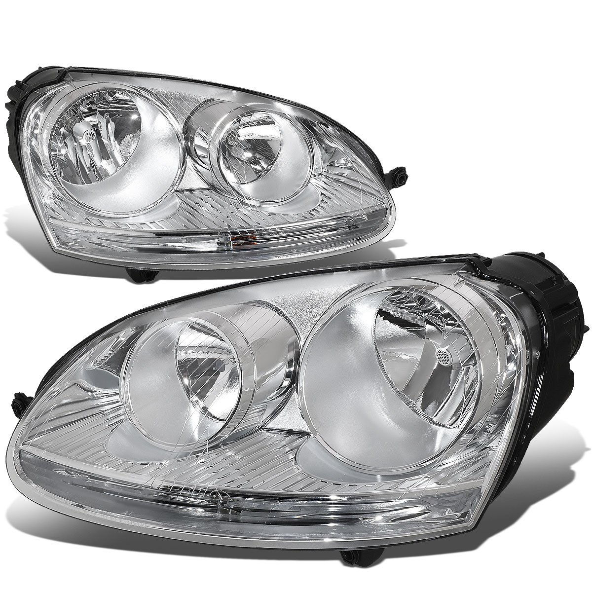 Auto Dynasty Chrome Housing Headlight Lamps + Tool Kit Compatible with VW Jetta Rabbit 2005-2010 - Upgrade Your Car Lighting for Night Driving & Enhanced Style