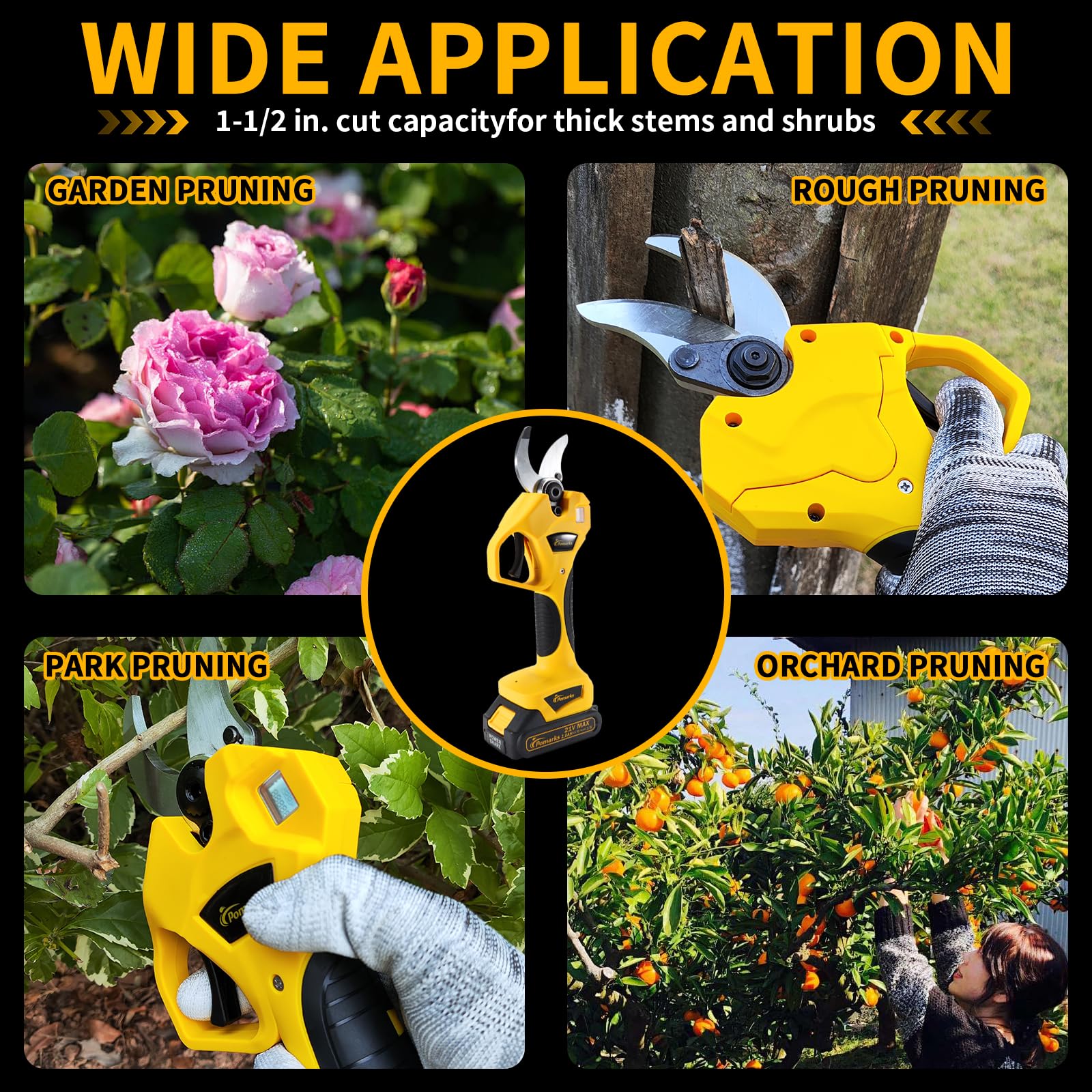 21V Electric Pruning Shears - Heavy Duty Gardening Tool with 30mm Cutting Diameter | Includes Replacement Blades, 2 Batteries & Charger | Perfect for Tree Trimming, Shrub Pruning & Garden Maintenance