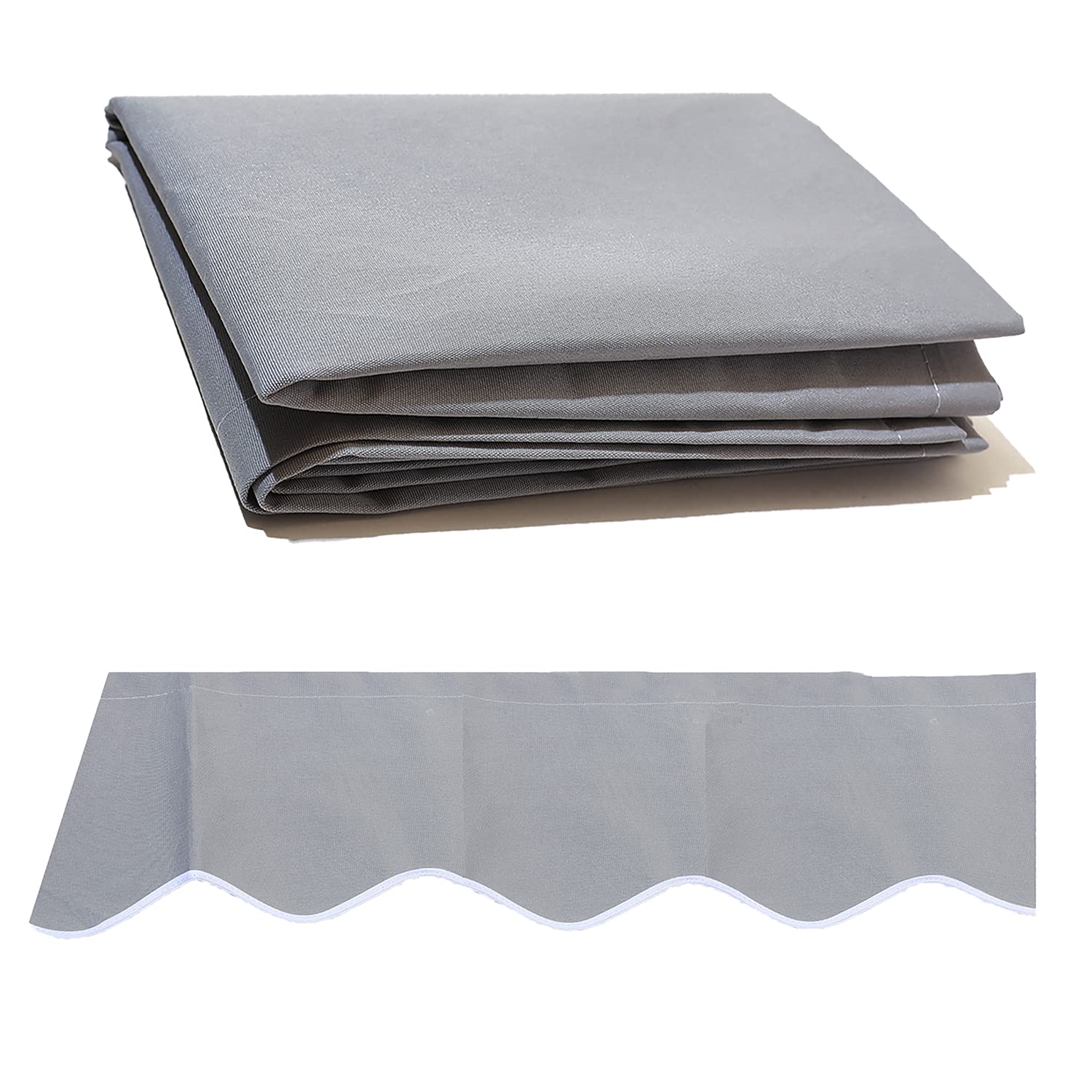 10' x 8' Retractable Patio Awning Replacement Fabric - Durable Outdoor Sunshade Canopy with Reinforced Waterproof Protection - Gray - Perfect for Backyard, Deck, Garden, and Poolside Shade