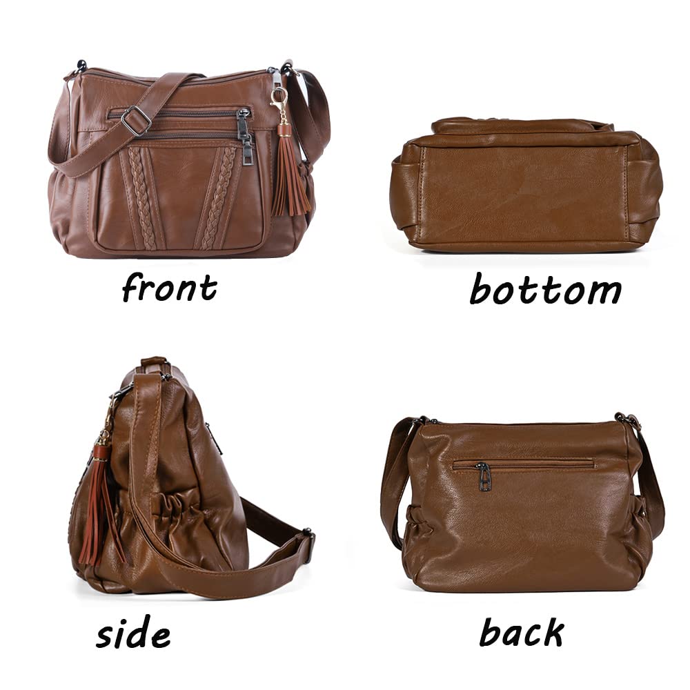 ELDA Women's Crossbody Bag - Soft PU Leather Purse with Multiple Pockets, Stylish Shoulder Bag for Everyday Use, Work, Travel & Shopping