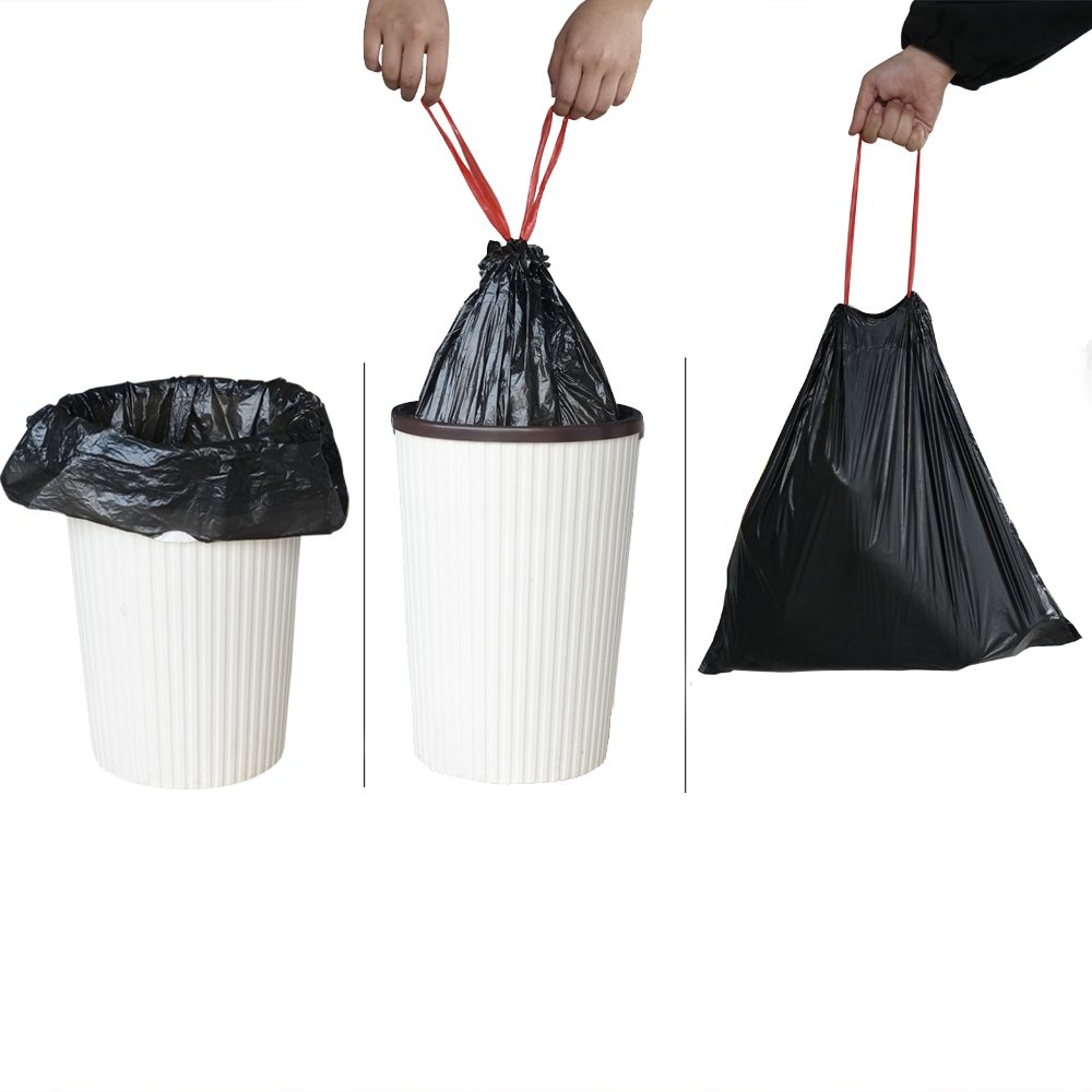 8 Gallon Kitchen Drawstring Trash Bags - 220 Count Black for Home & Office
