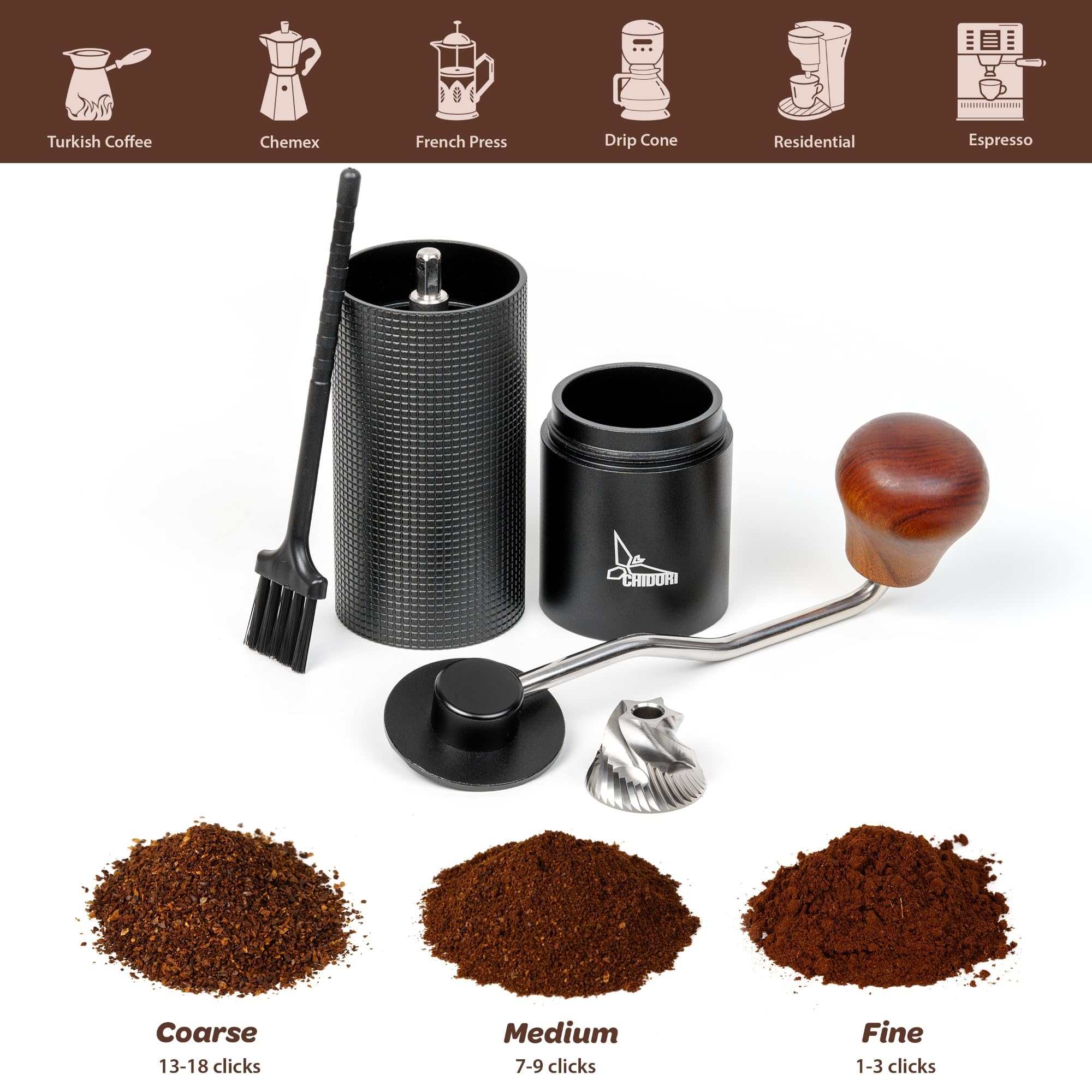 Manual Coffee Grinder for Espresso & French Press - Portable for Camping & Travel