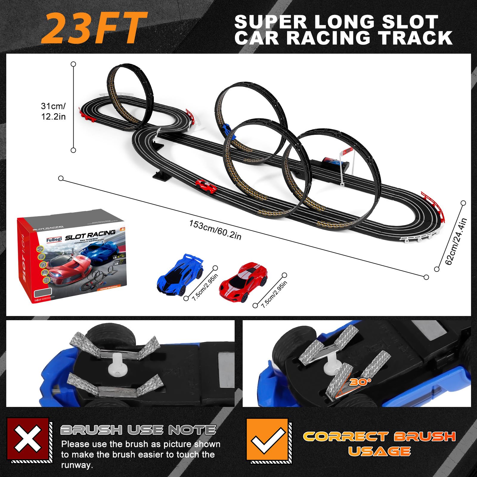 High-Speed 1:64 Scale Slot Car Race Track Set for Kids Ages 6-12 - Dual Racing Game with 2 Electric Cars, Battery or Plug-in Powered - Perfect Gift Toy for Boys & Girls - Fun for Birthday Parties & Family Game Nights