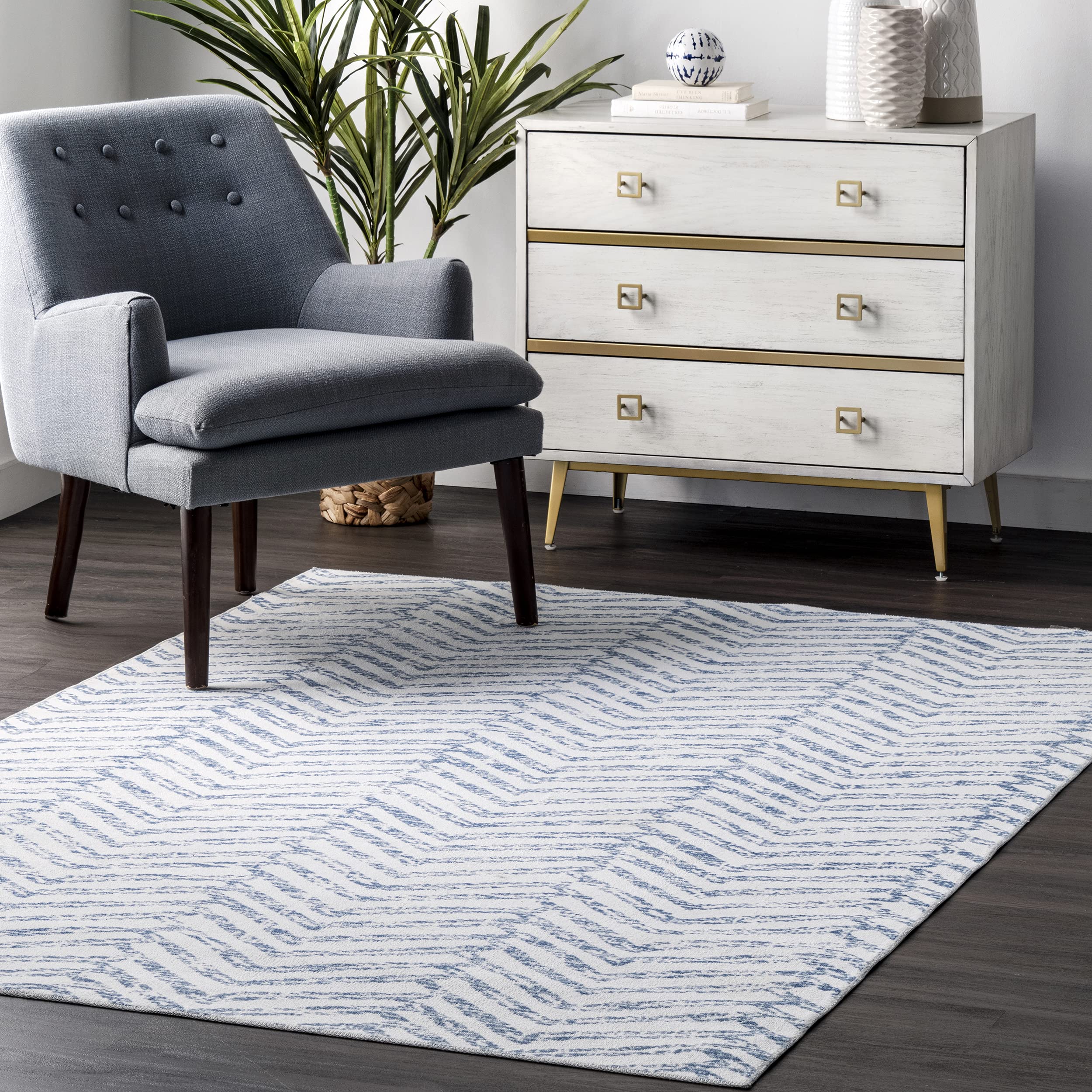 nuLOOM Rosanne Geometric Area Rug - Machine Washable, Non-Slip, Soft Living Room Rug for Bedroom, Dorm & Home Decor | Modern Design for High Traffic Areas