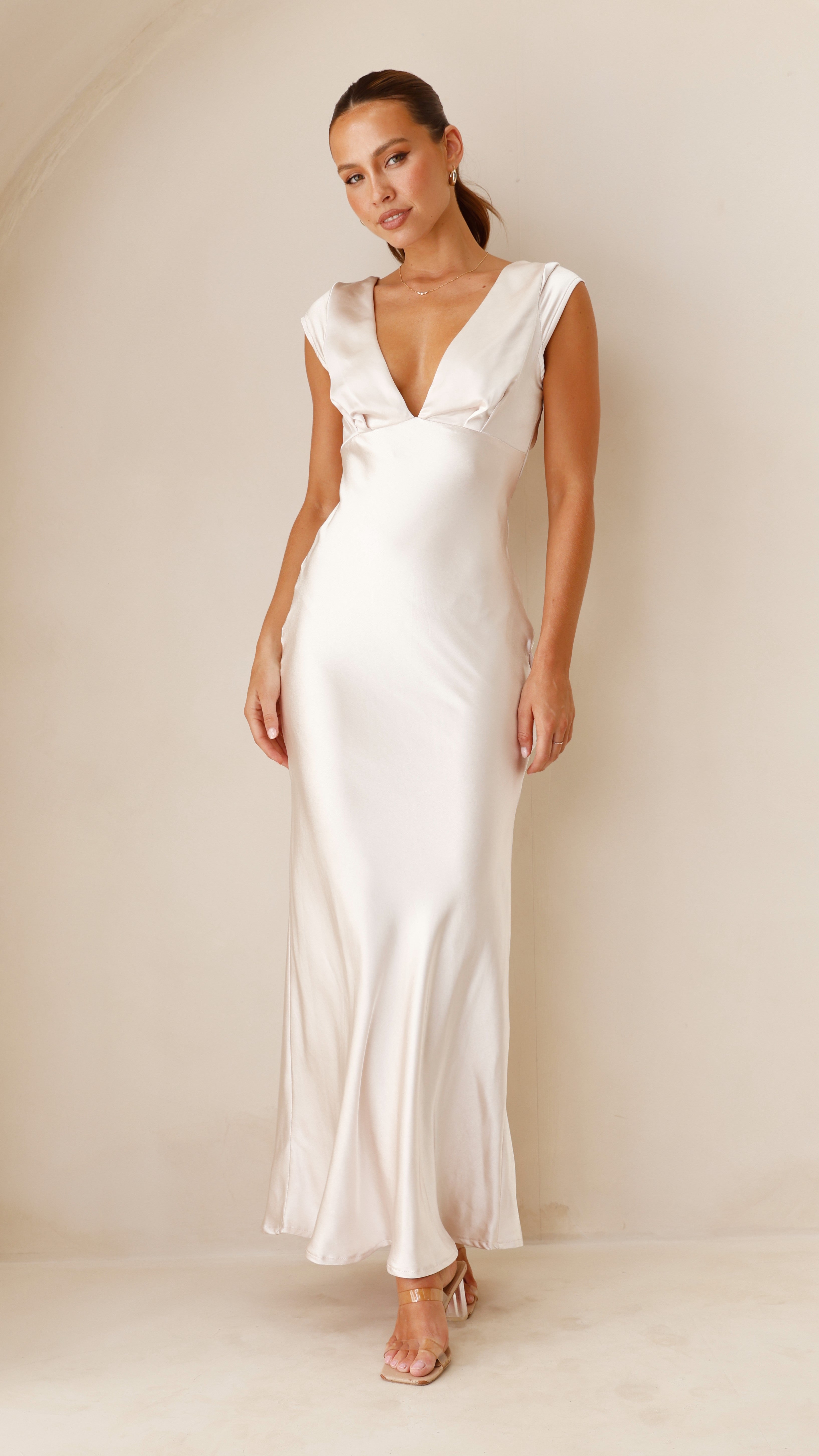 Amelia Maxi Dress Champagne - Elegant Long Formal Evening Gown for Women | Perfect for Weddings, Parties & Special Occasions