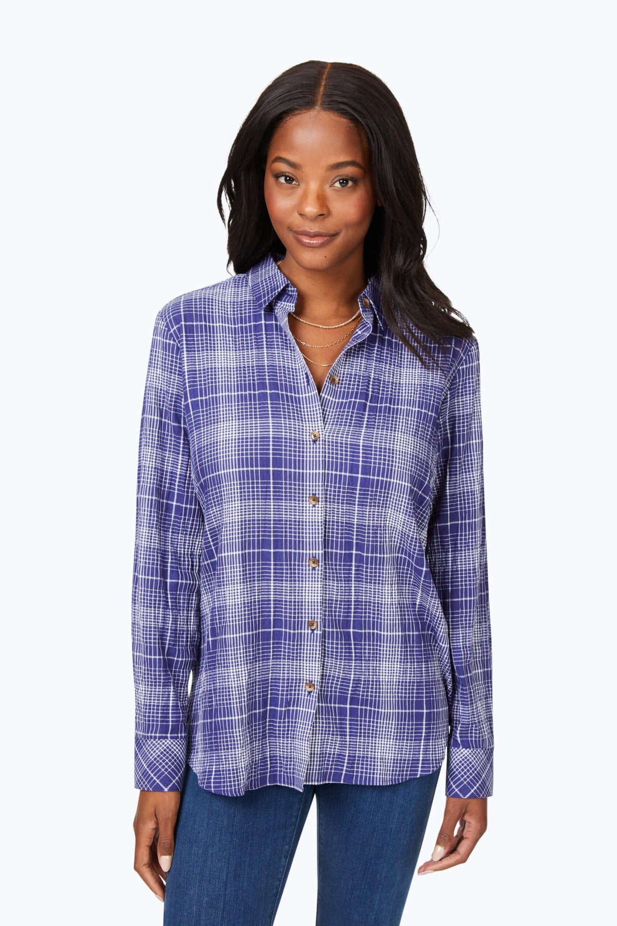Stylish Rhea Plaid Long Sleeve Shirt for Women - Trendy Fall & Winter Fashion - Perfect for Office, Casual Outings & Date Nights