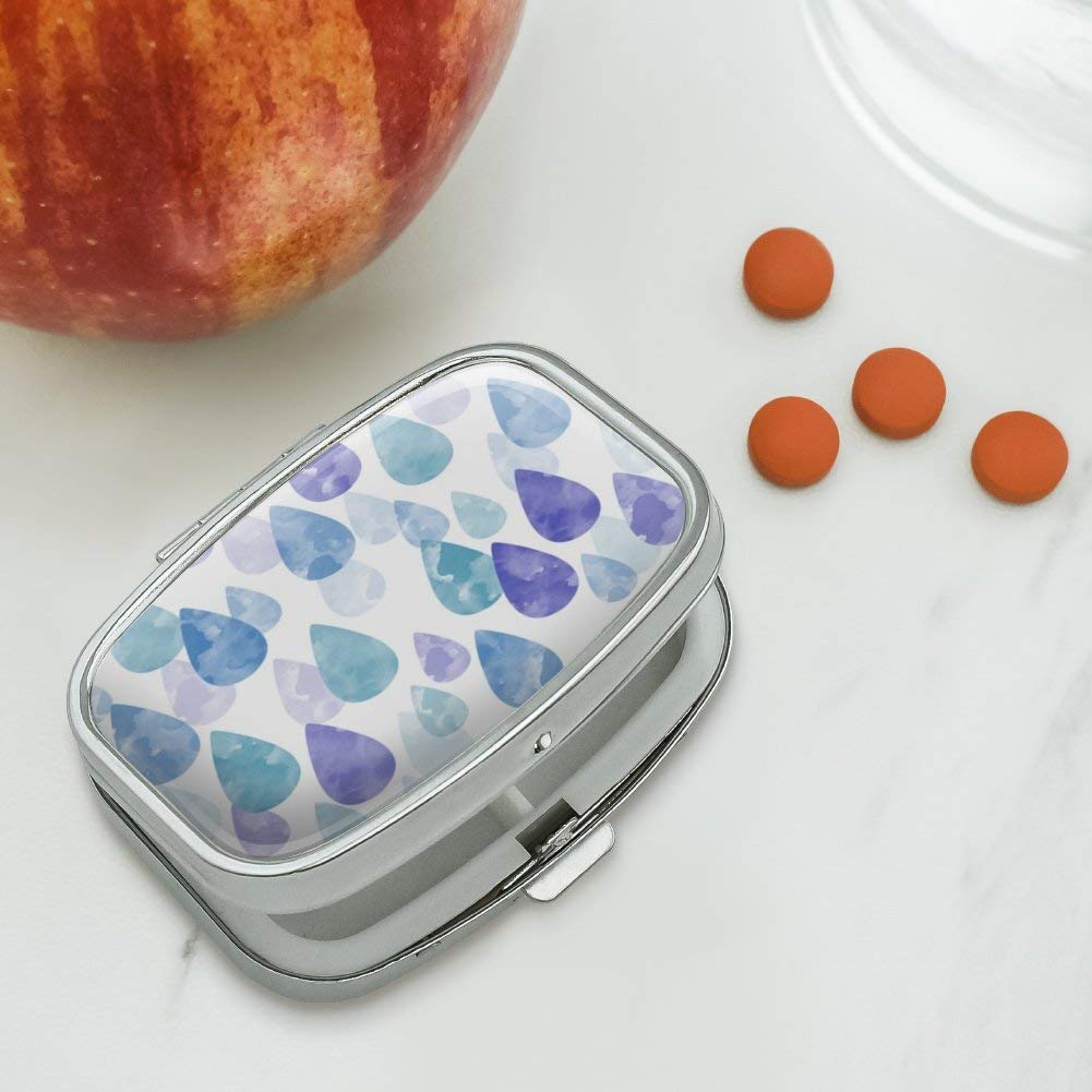 Watercolor Raindrops Pattern Rectangle Pill Case - Small Jewelry Organizer Box for Travel, Home & Office (Gift Box for Women)