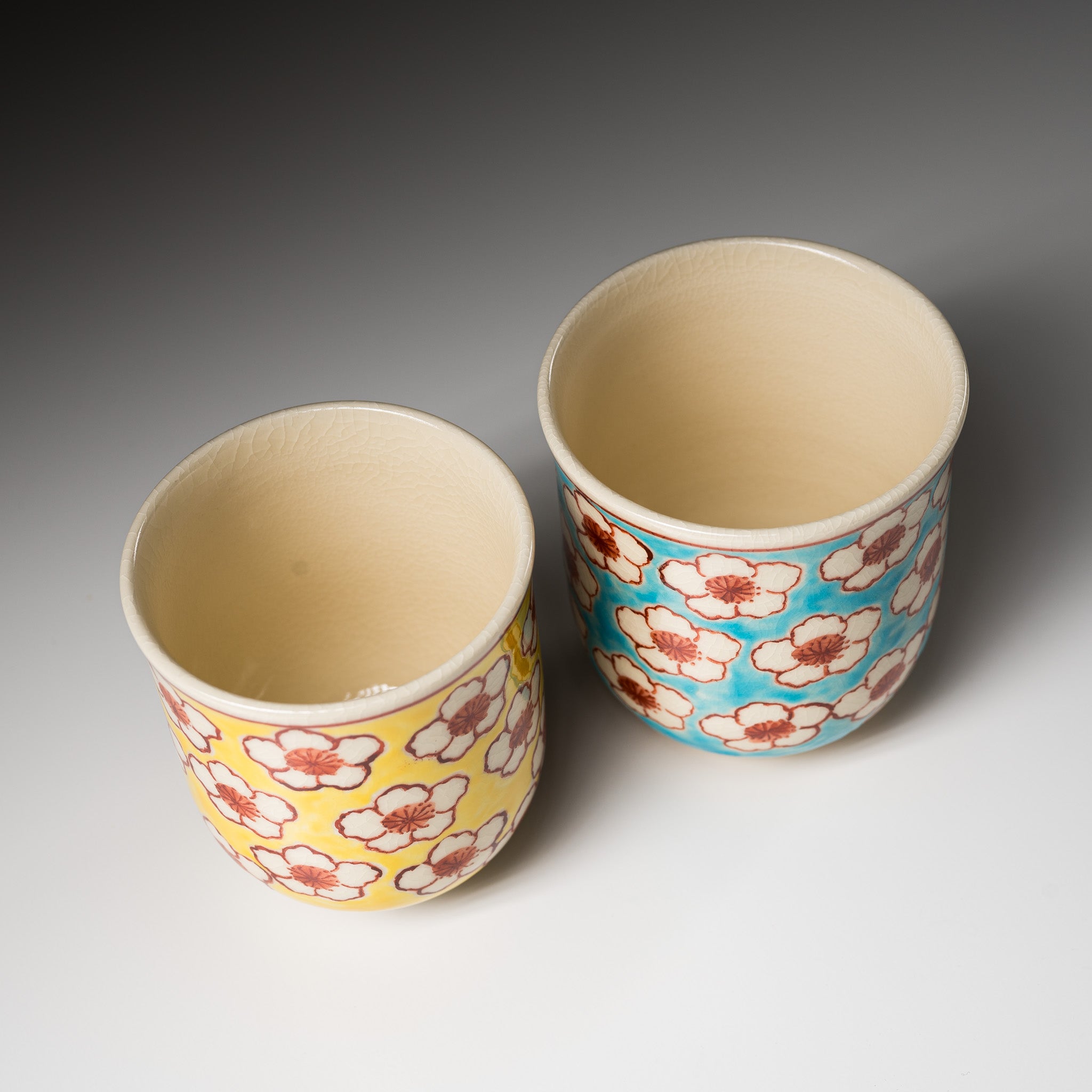 Handmade Kyo Kiyomizu Ware Ceramic Tea Cup Pair - Traditional Japanese Hanamon Design for Matcha, Sencha & Green Tea - Perfect for Tea Ceremonies, Home Decor & Gift Giving