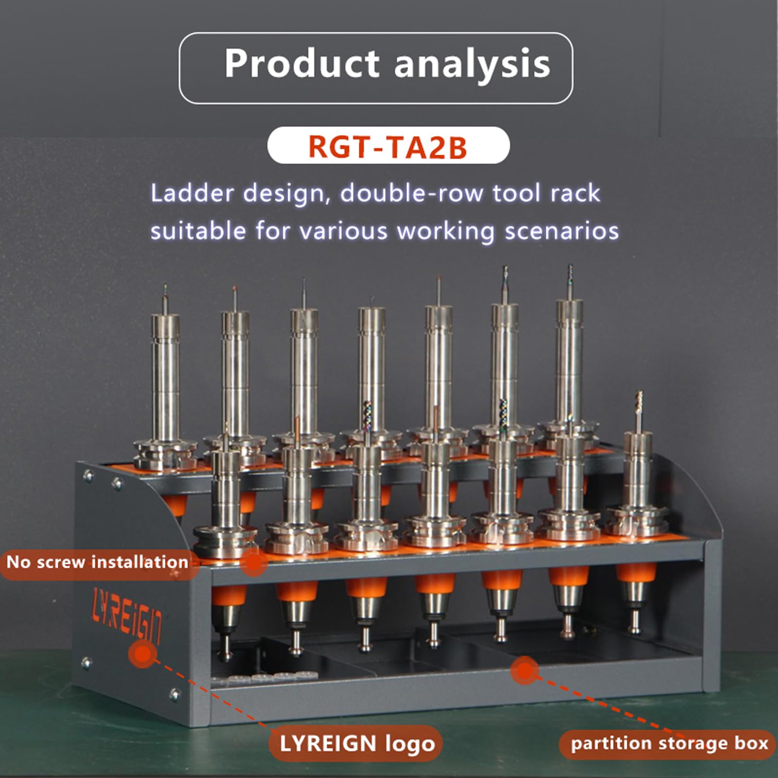 CAT40 CNC Tool Cart - Compact Desktop Storage for CNC Tools (14 Capacity) - Workshop & Garage Use