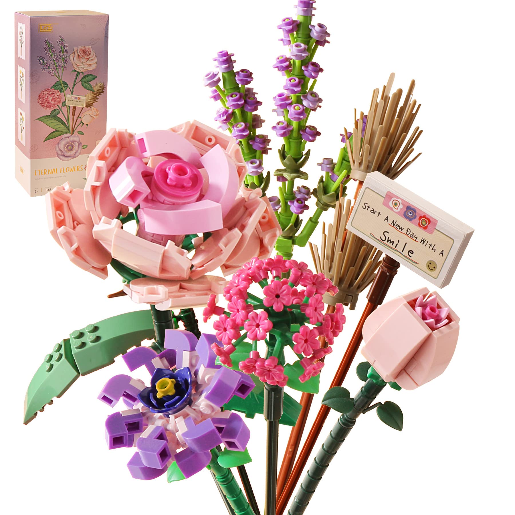 Mini Bricks Flower Bouquet Building Kit - 547 Piece Botanical Collection for Girls Ages 8-12 | DIY Artificial Flowers for Home Decor, Unique Gift Idea (Not Lego Compatible) | Perfect for Birthday Presents, Room Decoration & Creative Play
