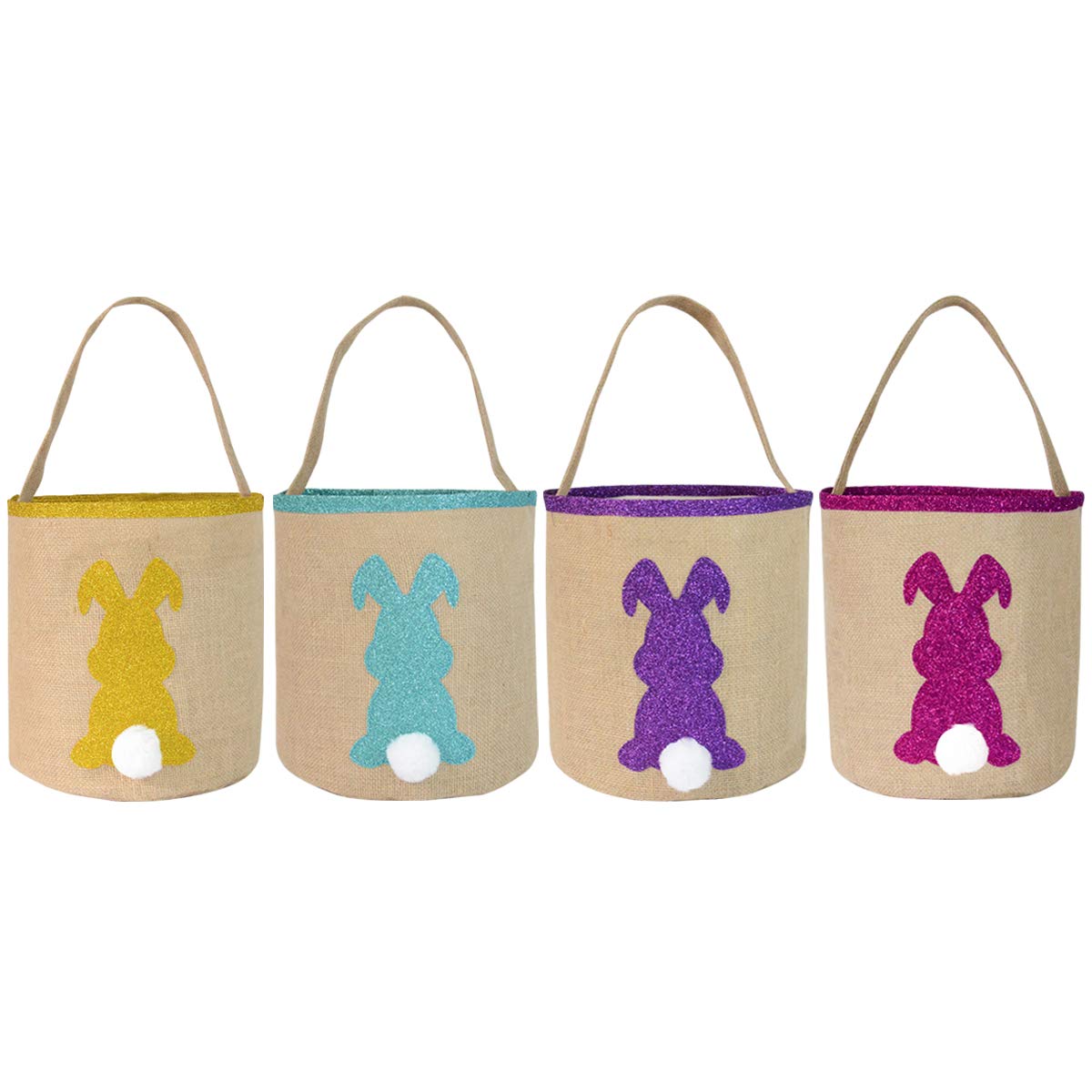 4 Pack Easter Bunny Basket Bags - Cute Bunny Ear Tote Bags for Egg Hunting, Candy Storage & Easter Gifts - Perfect for Easter Egg Hunts, Party Favors & Spring Celebrations (16
