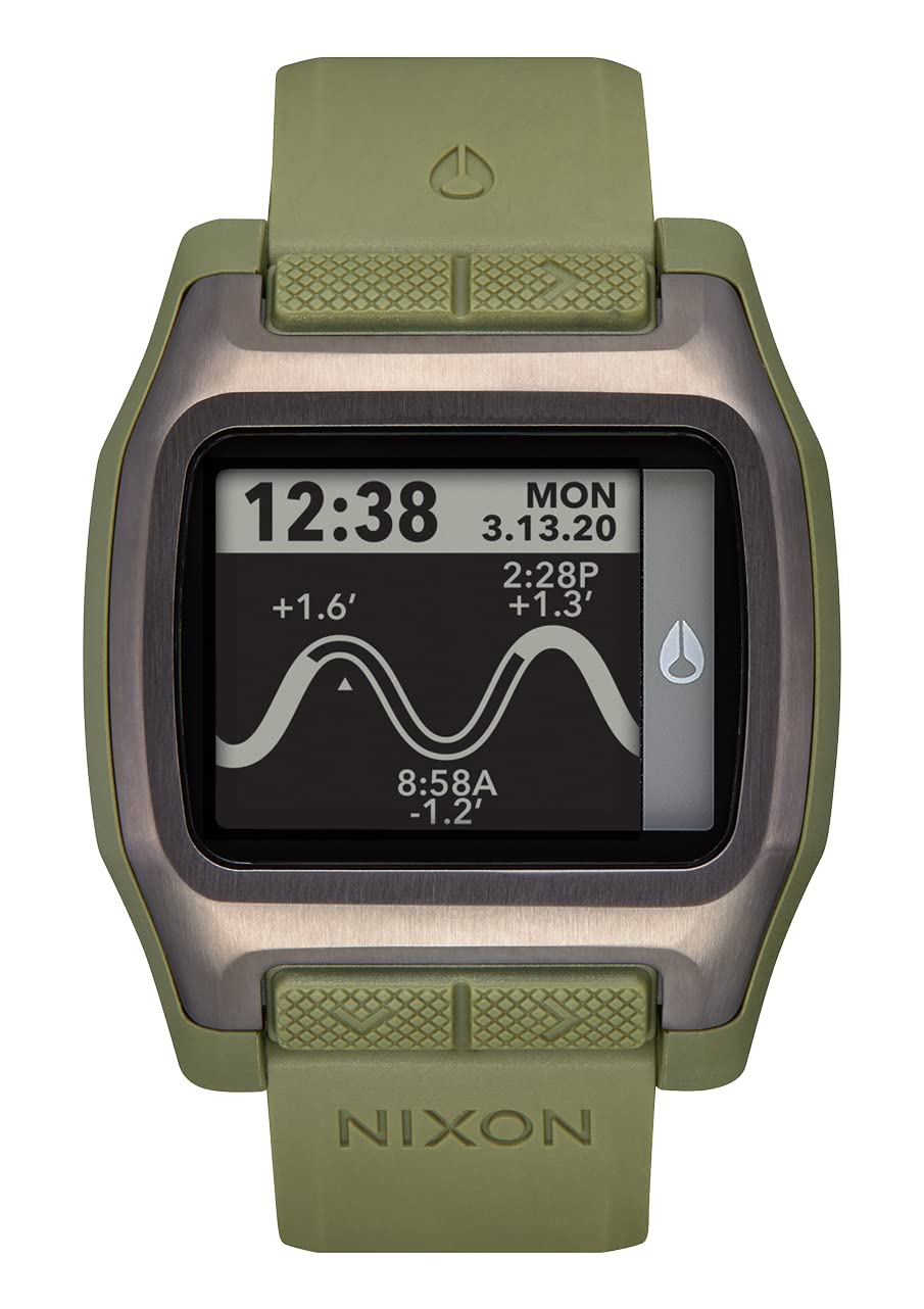 NIXON High Tide A1308 Digital Watch for Men & Women - Waterproof 100M Surf, Dive, Fishing Sports Watch - Adjustable 44mm Face & 23mm PU Strap - Perfect for Beach, Swimming & Outdoor Adventures